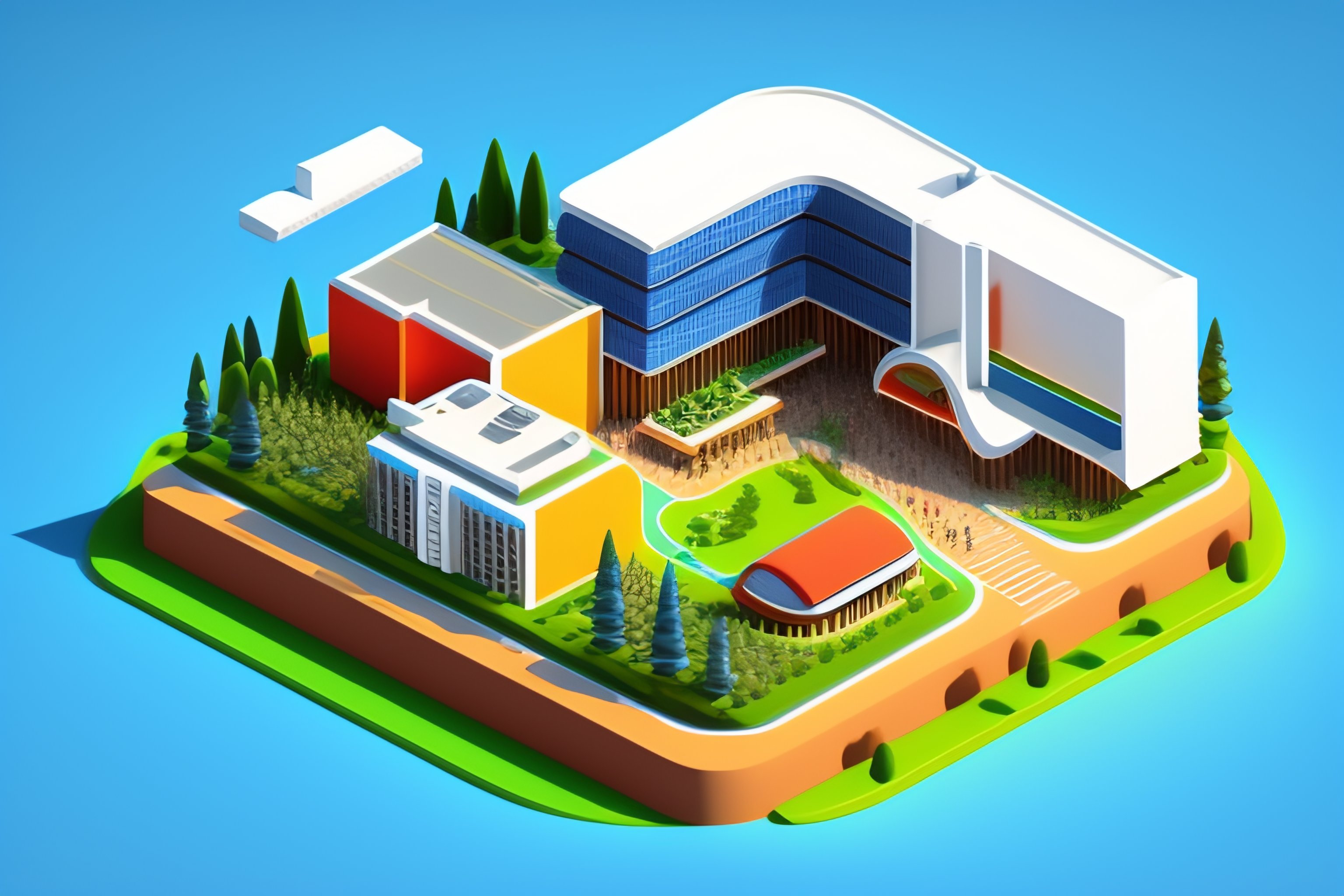 Lexica - Isometric view illustration of Google offices