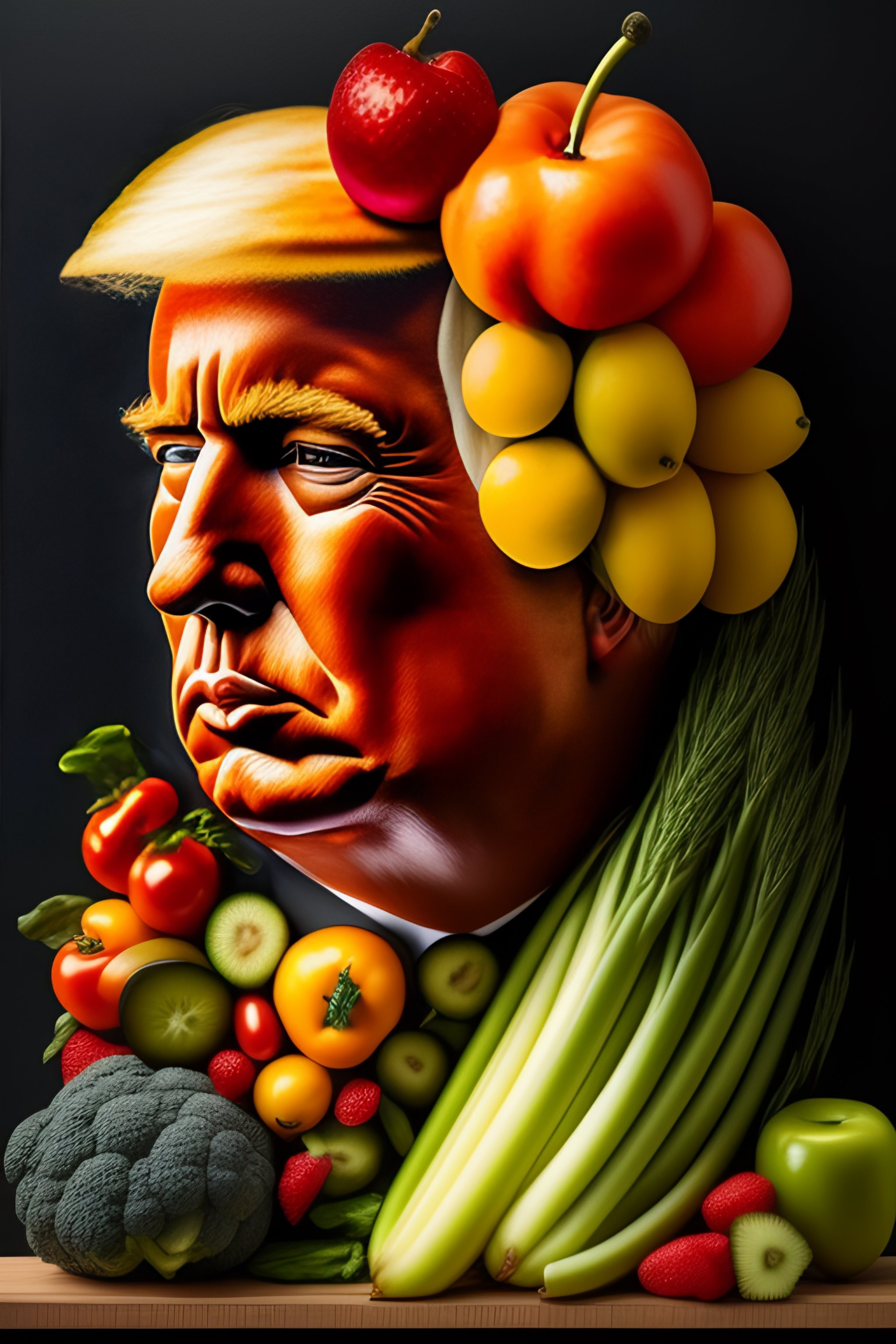 Lexica - DONALD TRUMP Made Out Of Fruits And Vegetables By Giuseppe ...