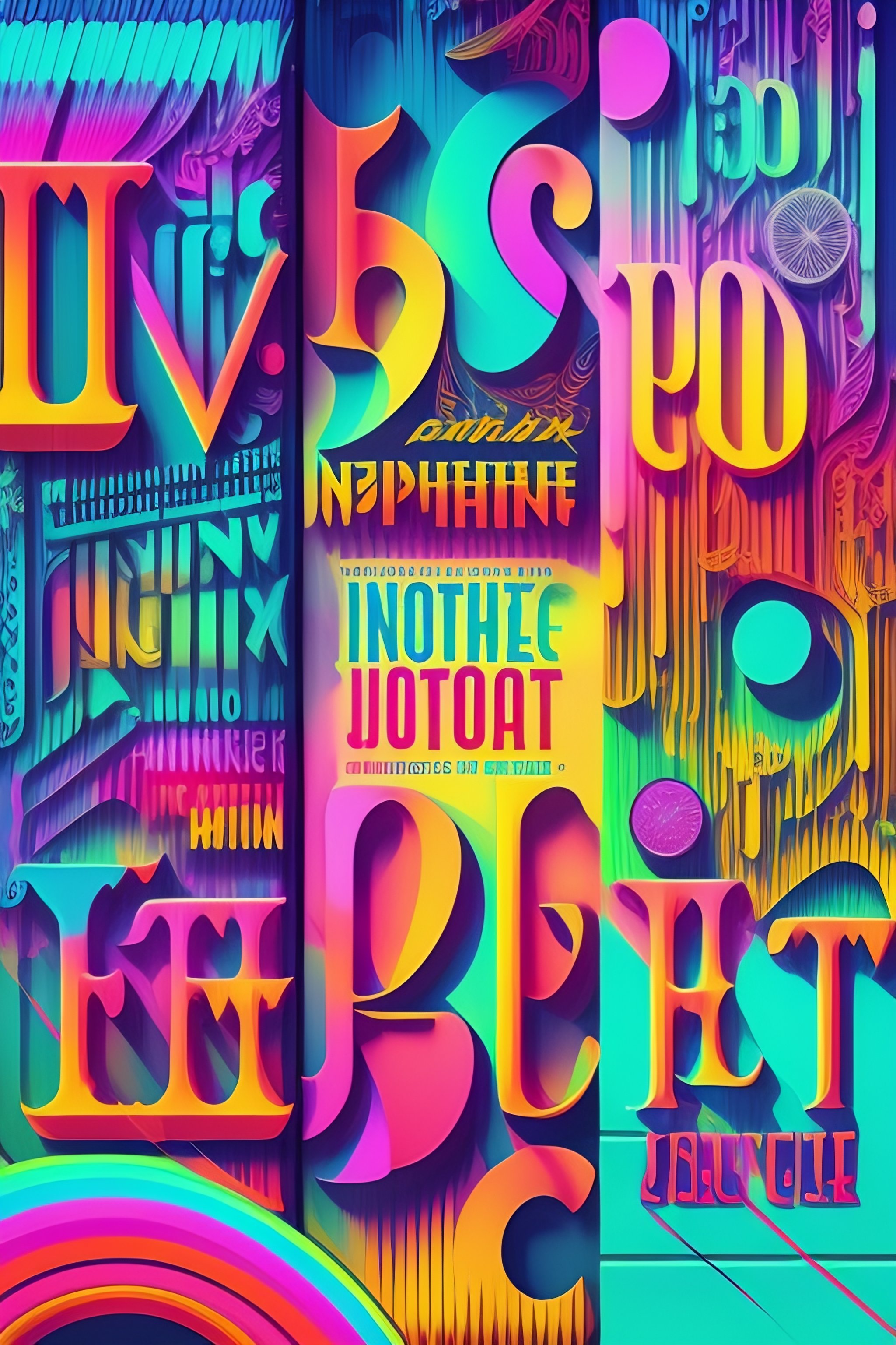 Lexica - Typographic text for REVERBS!, psycodelic, bright colors ...
