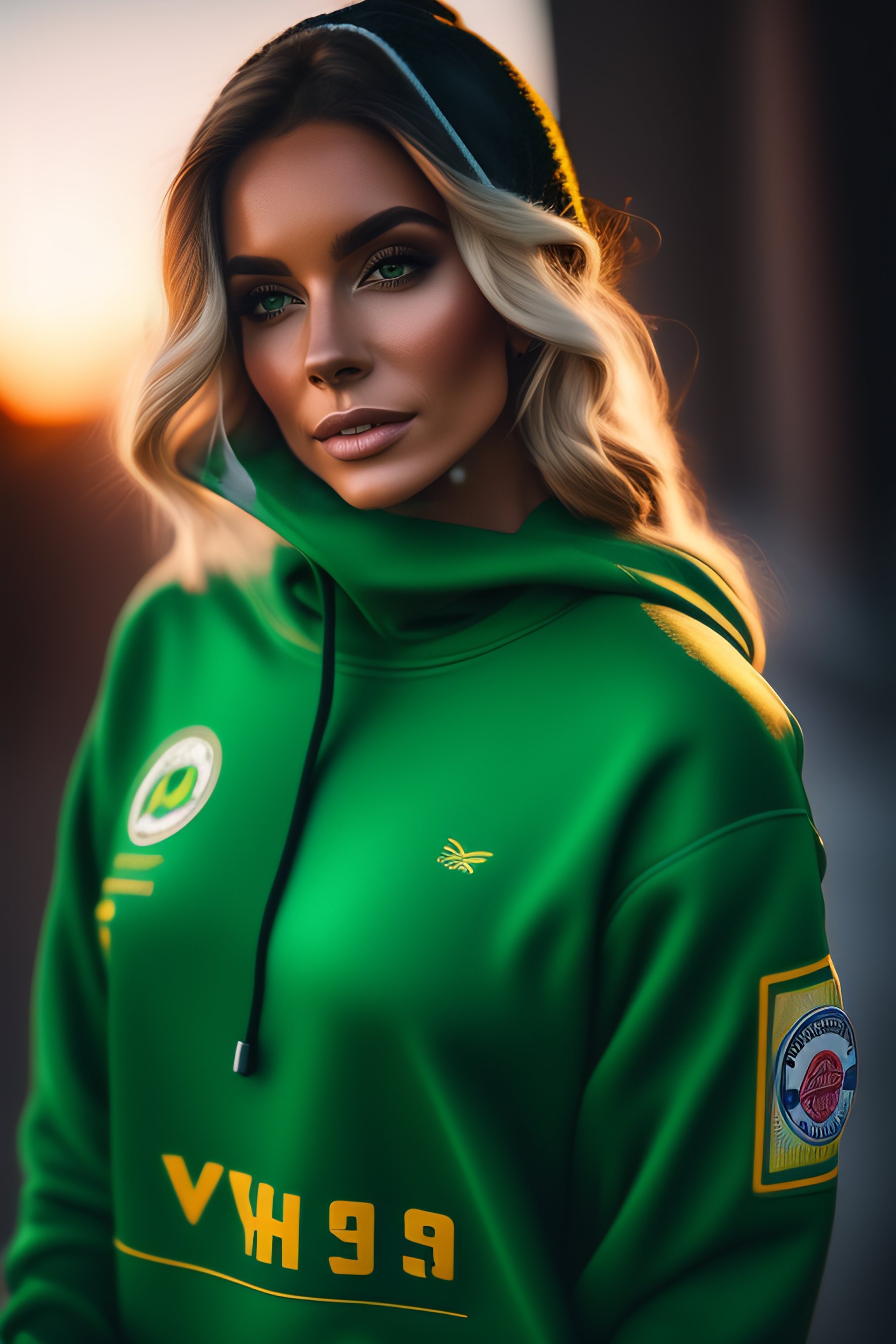 Lexica - A green sweatshirt with a large 
