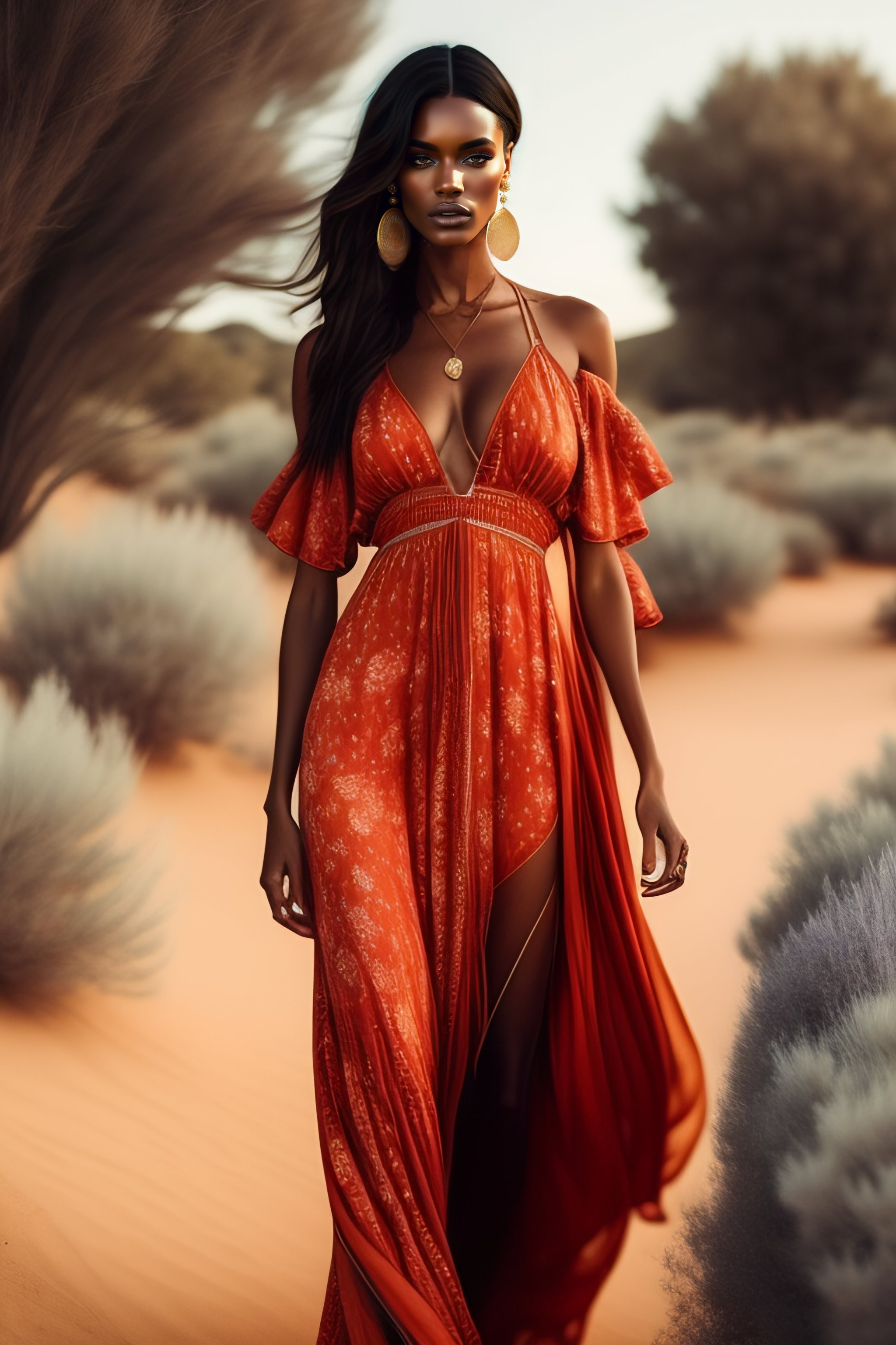 Lexica Hyper realistic photo of sexy model Boho Dresses