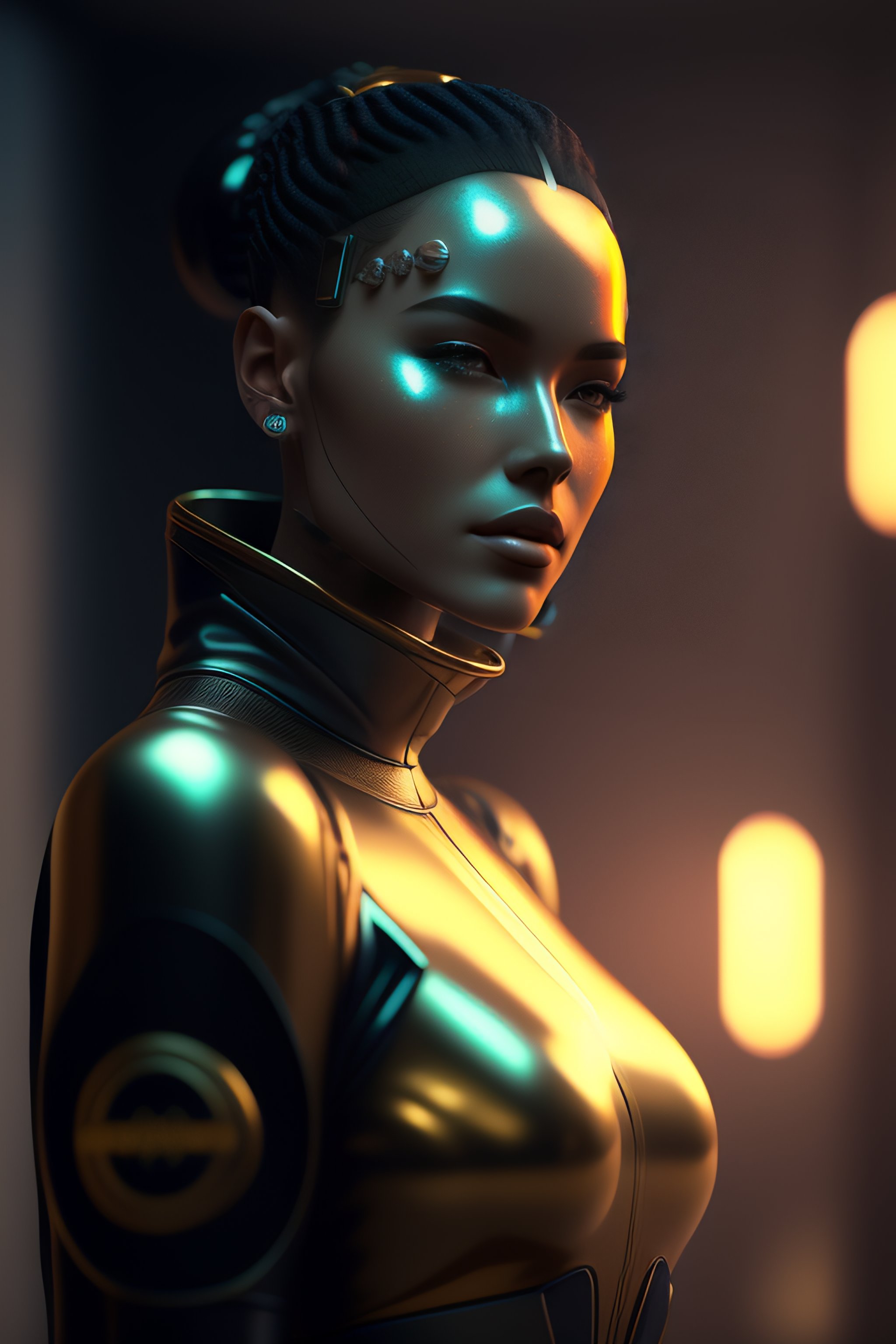 Lexica - An android with no face posing in cyberpunk setting, highly ...