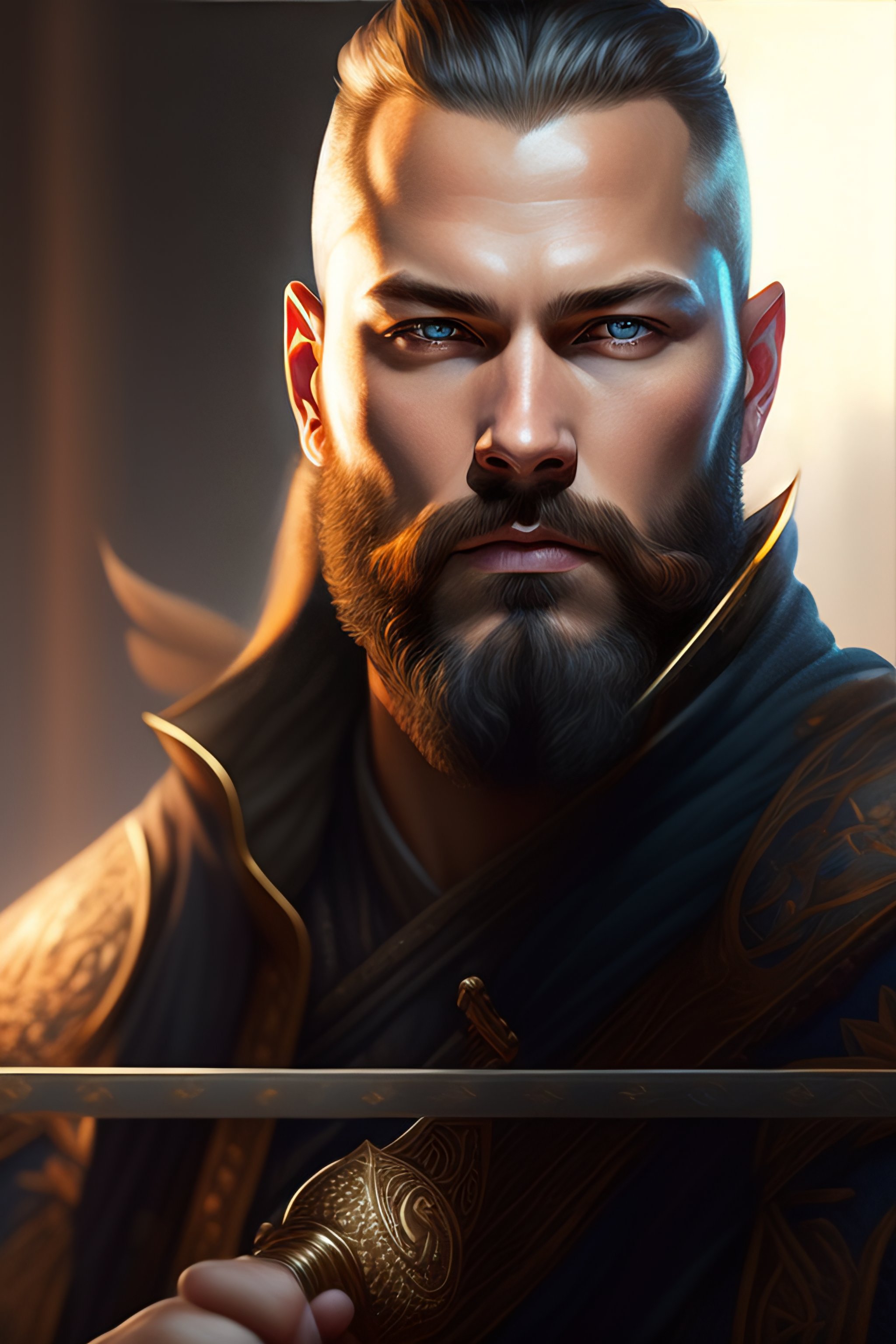 Lexica - Ragnar holding a hammer, realistic portrait, symmetrical ...