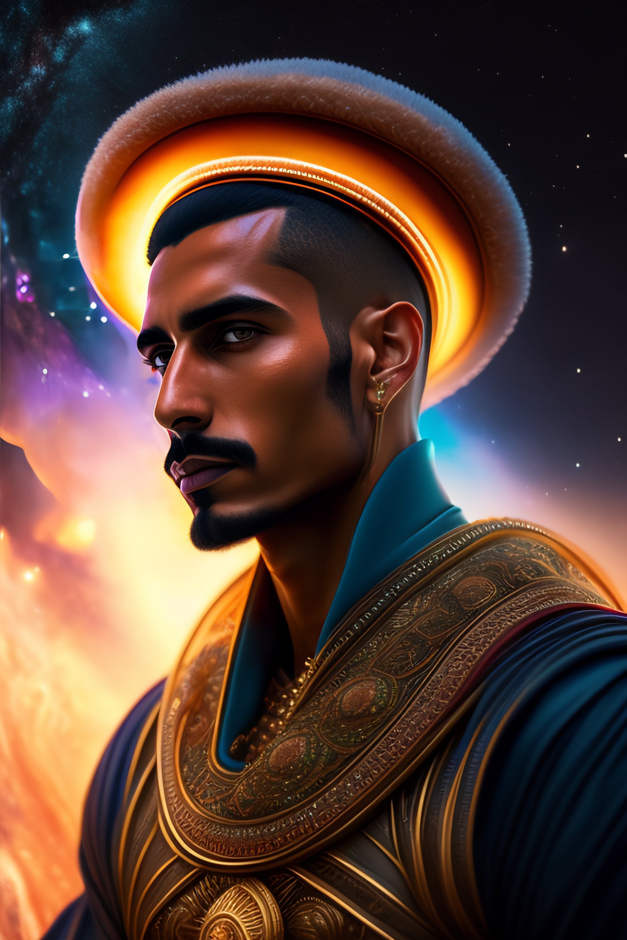 Lexica - Hyperdetailed portrait of a male middle-eastern alien in a ...