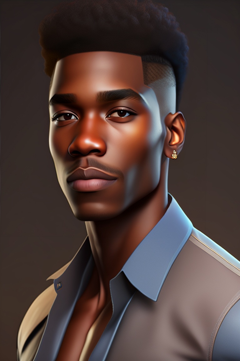 Lexica Dark Skinned Male With Short Straight Hair Staring Directly At