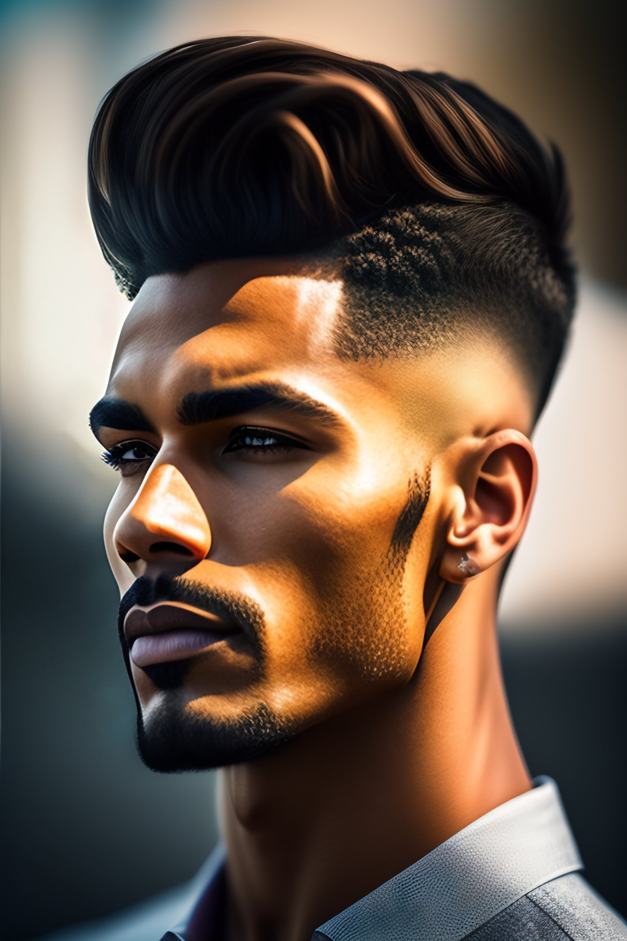 Lexica Close up back of head shot of a man. High definition clean haircut