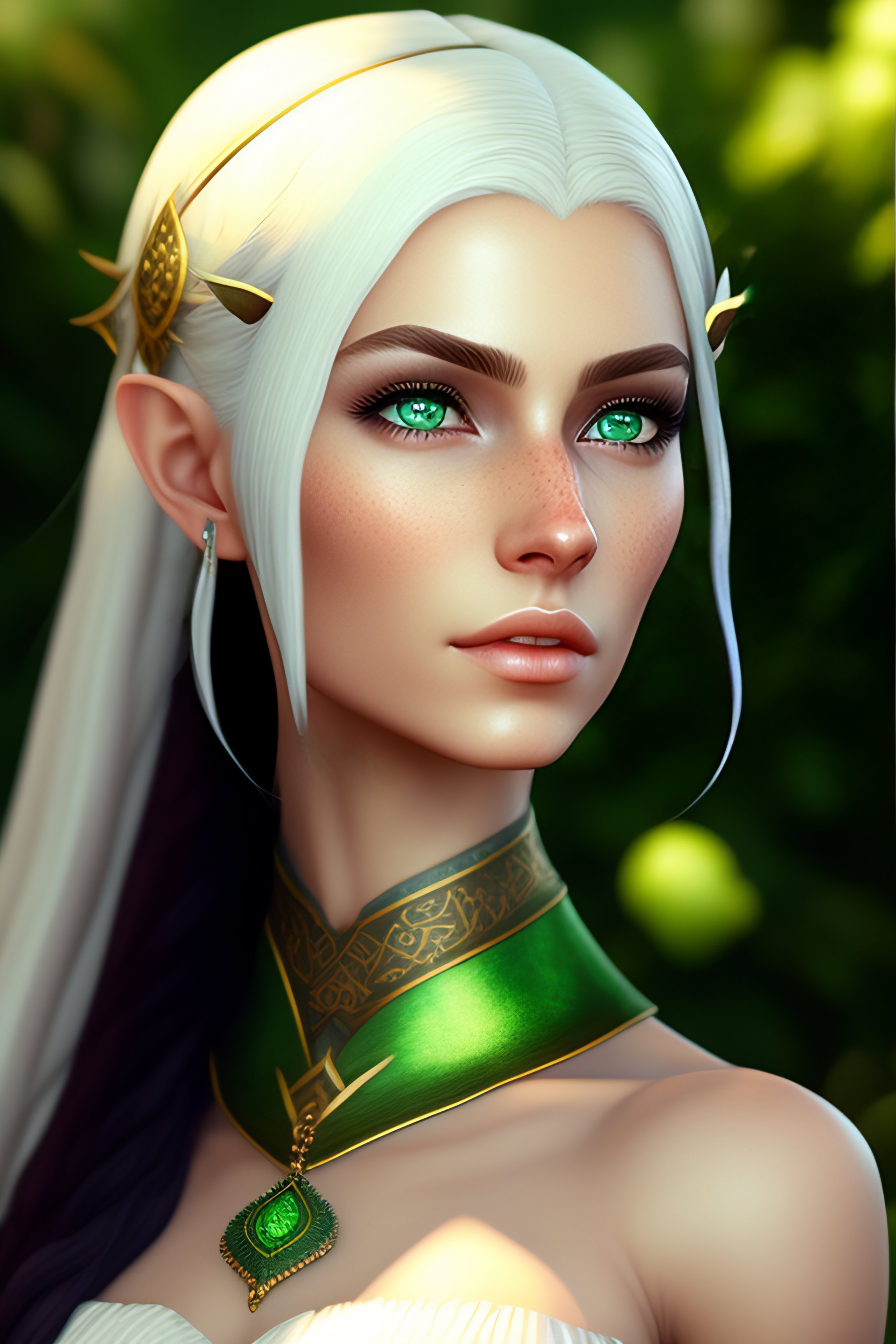 Lexica - Beautiful white skin blue eyed woman with dark hair elf ears ...