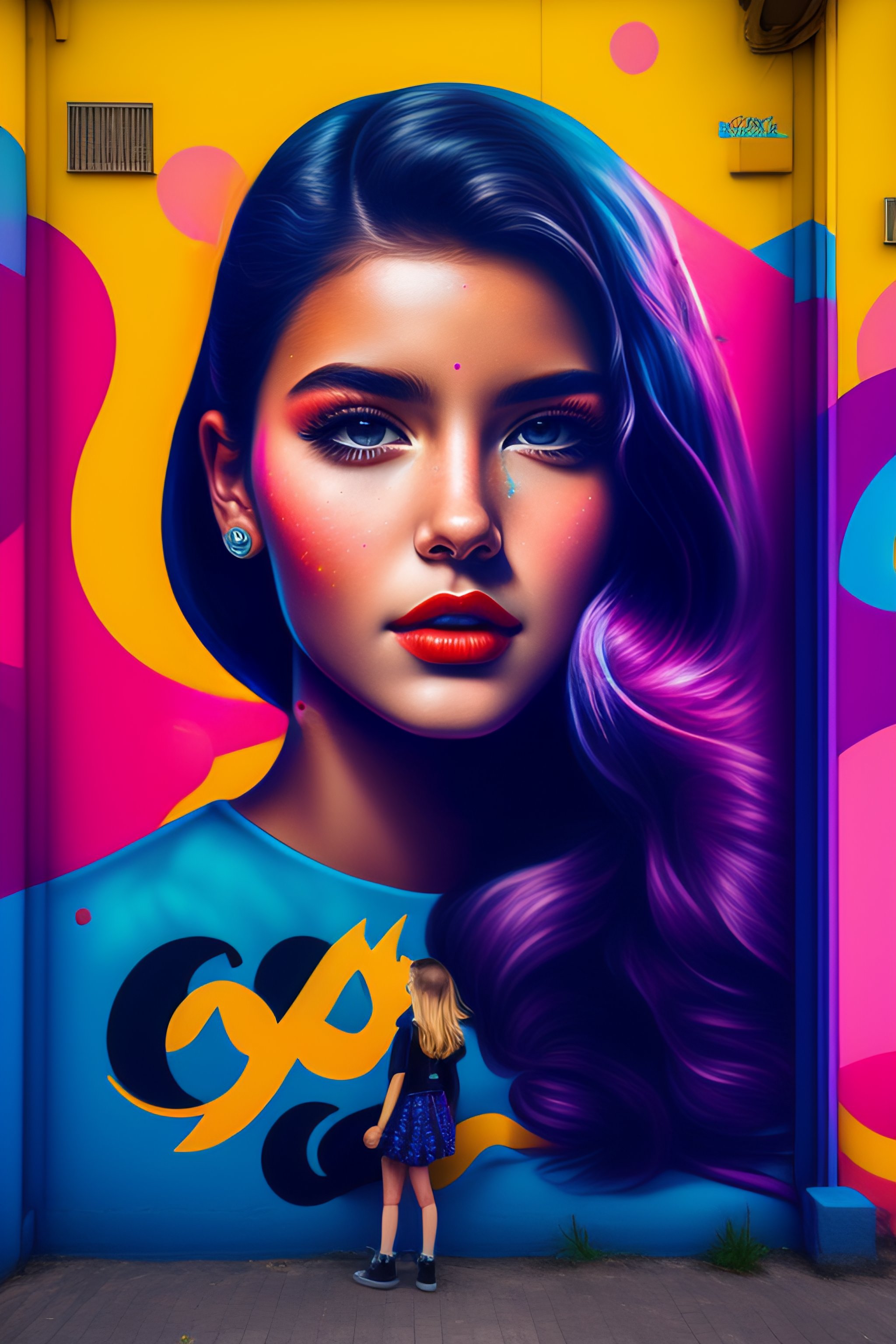 Lexica - A beautiful girl portrait on a Graffiti wall with letters ...