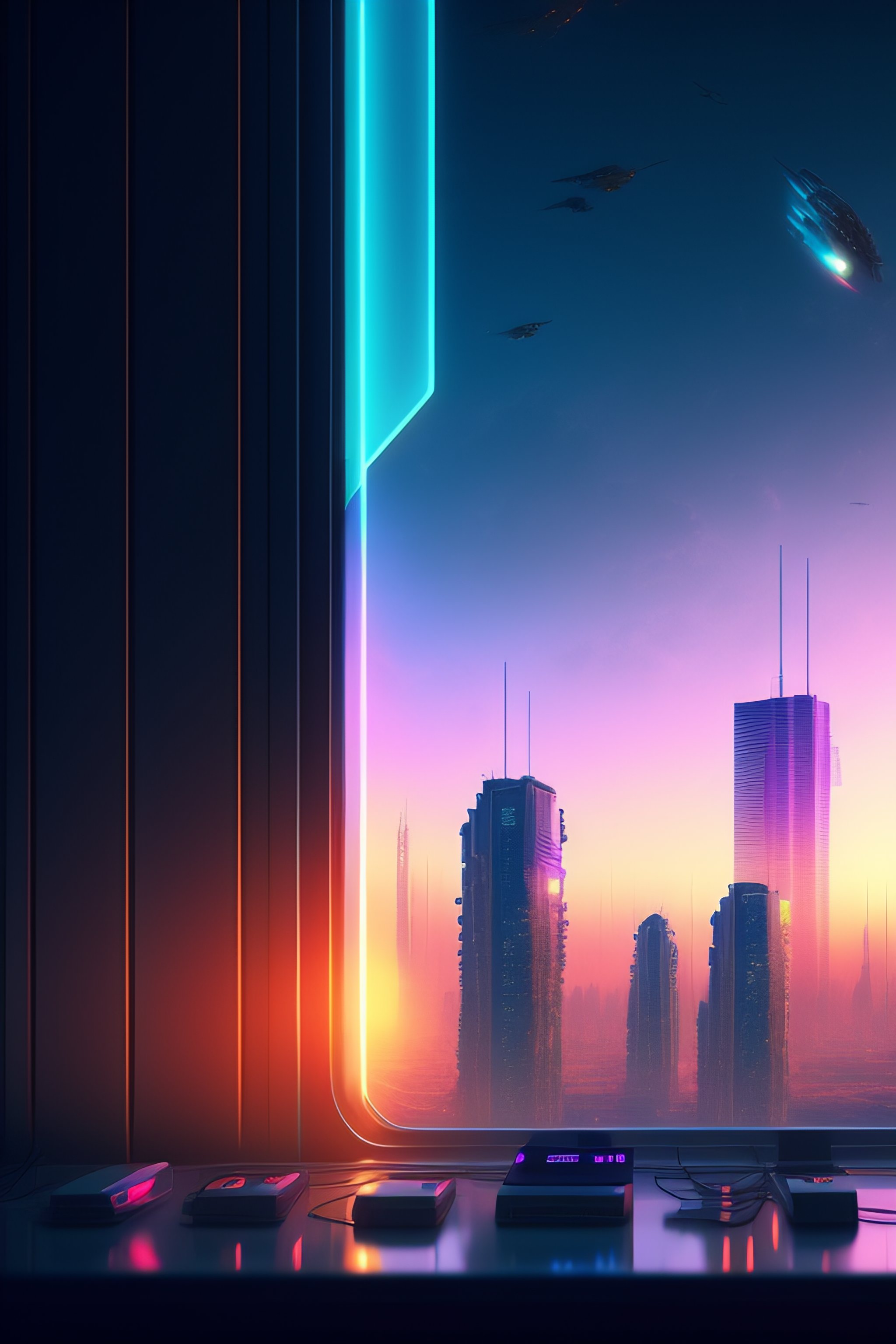 Lexica - Computer in cyberpunk style, transparent side glass, against ...