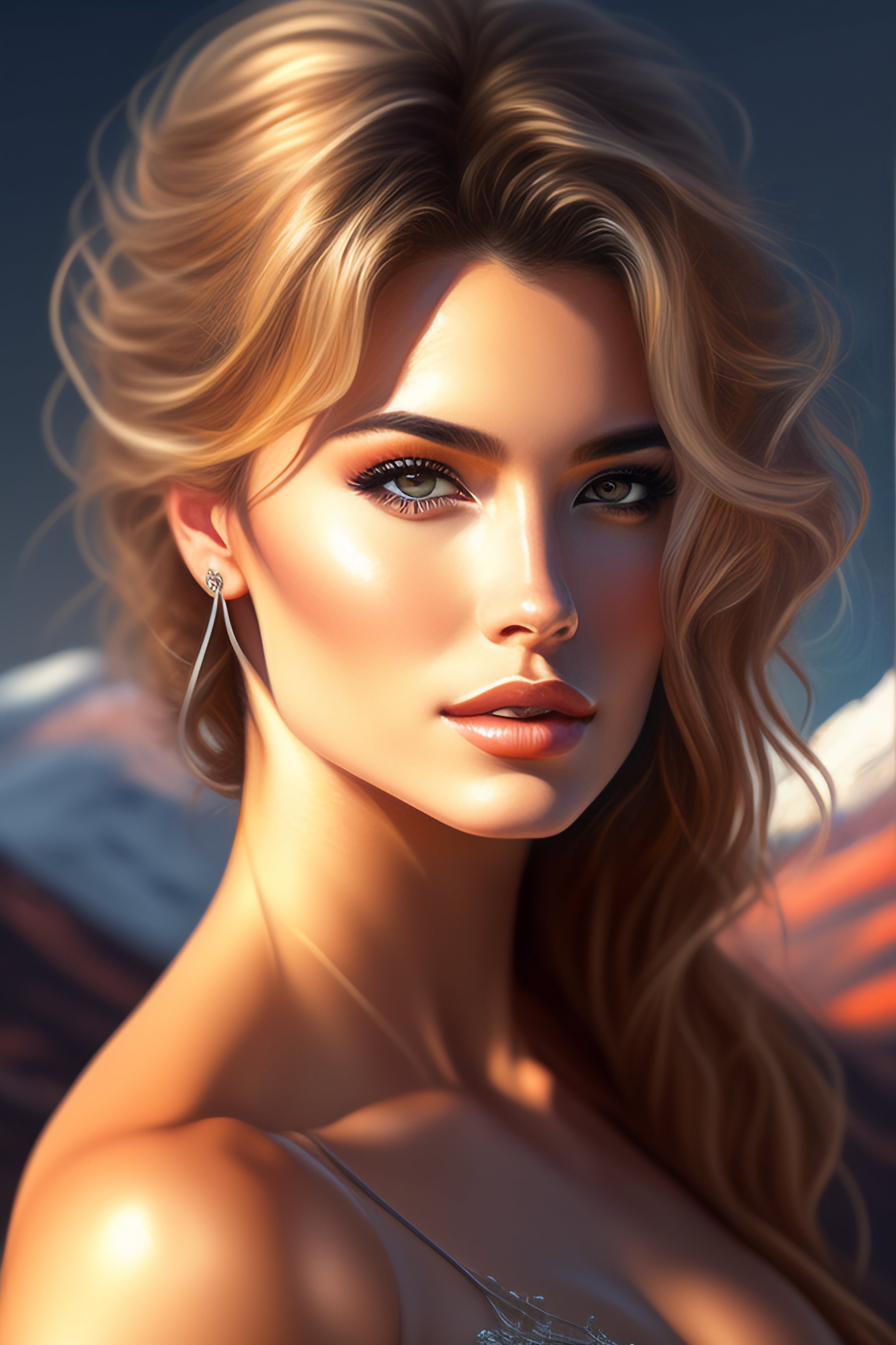 Lexica - Photo of a gorgeous female with messy hair in the style of ...