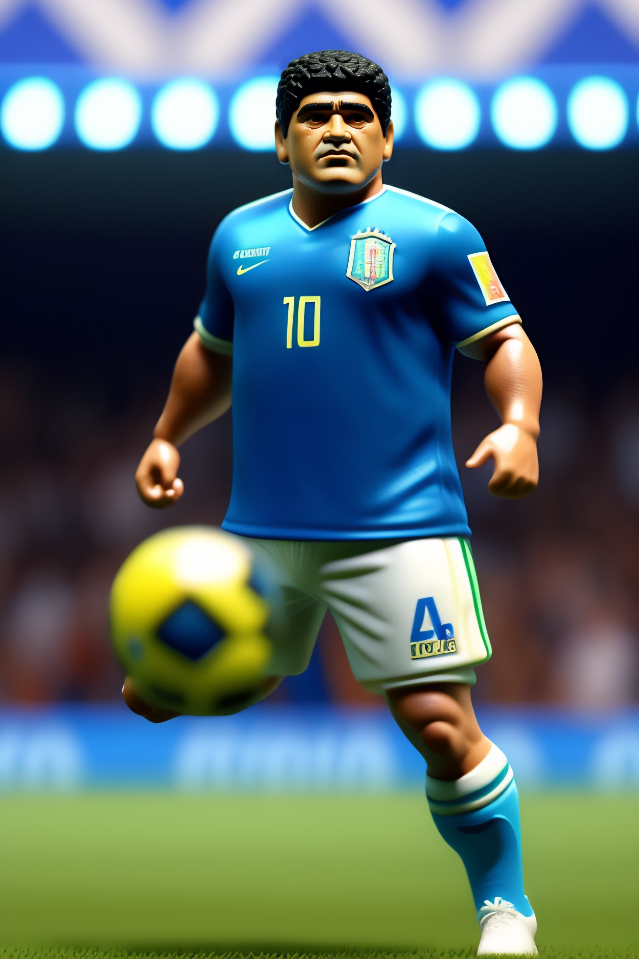 Lexica - Full body 3d render of funko pop Lionel Messi with argentina shirt  and lifting up the worldclup