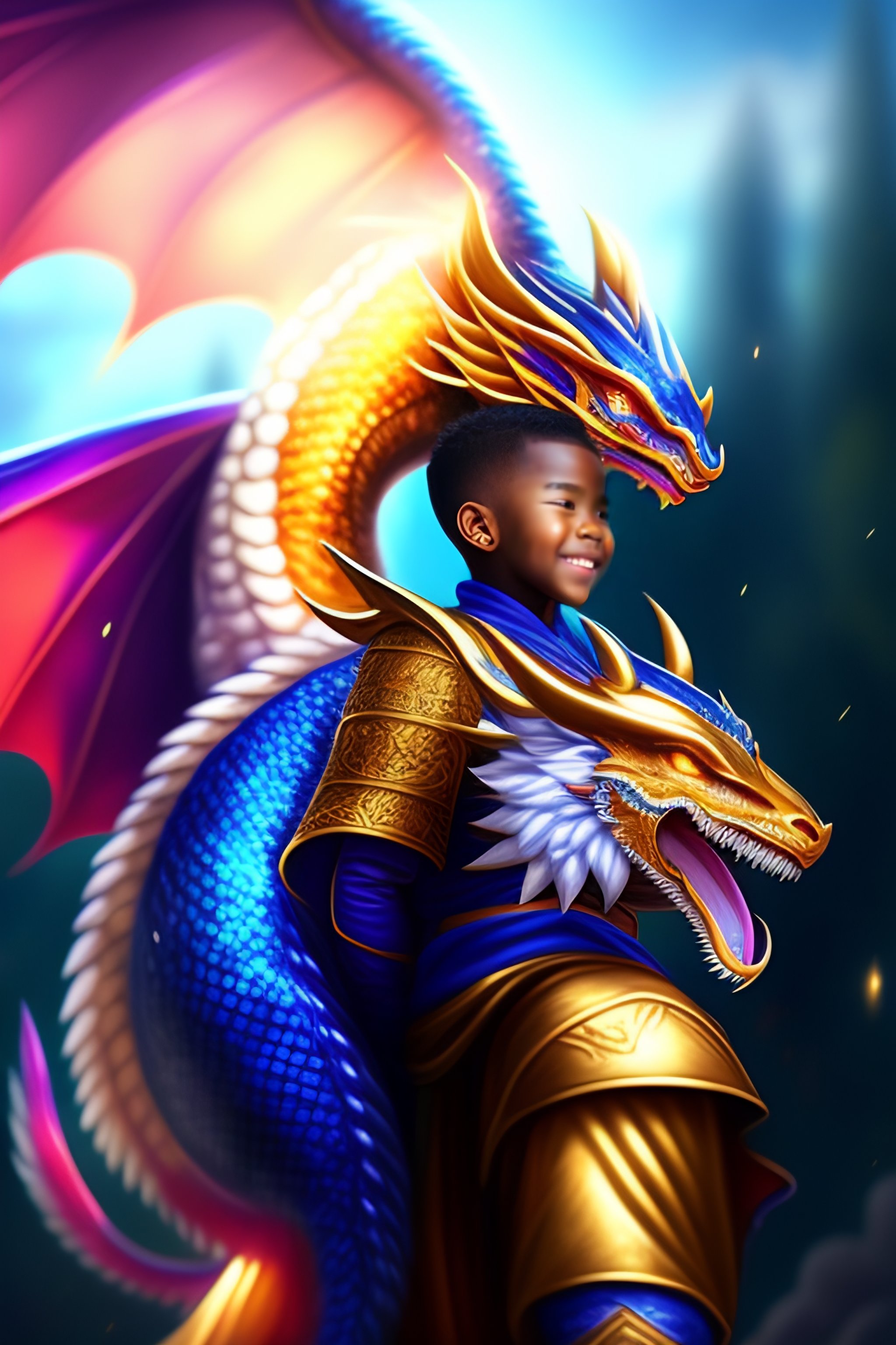 Lexica - Display a picture of a boy holding the Thunder Dragon in his ...