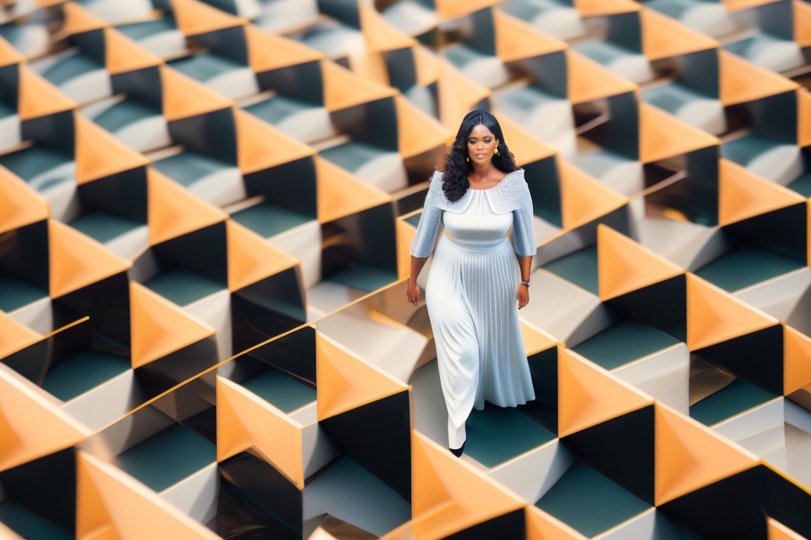 Lexica - Photo of a giant woman walking among thousands of tiny short men,  in city hall, between buildings, with the woman appearing giant compared...