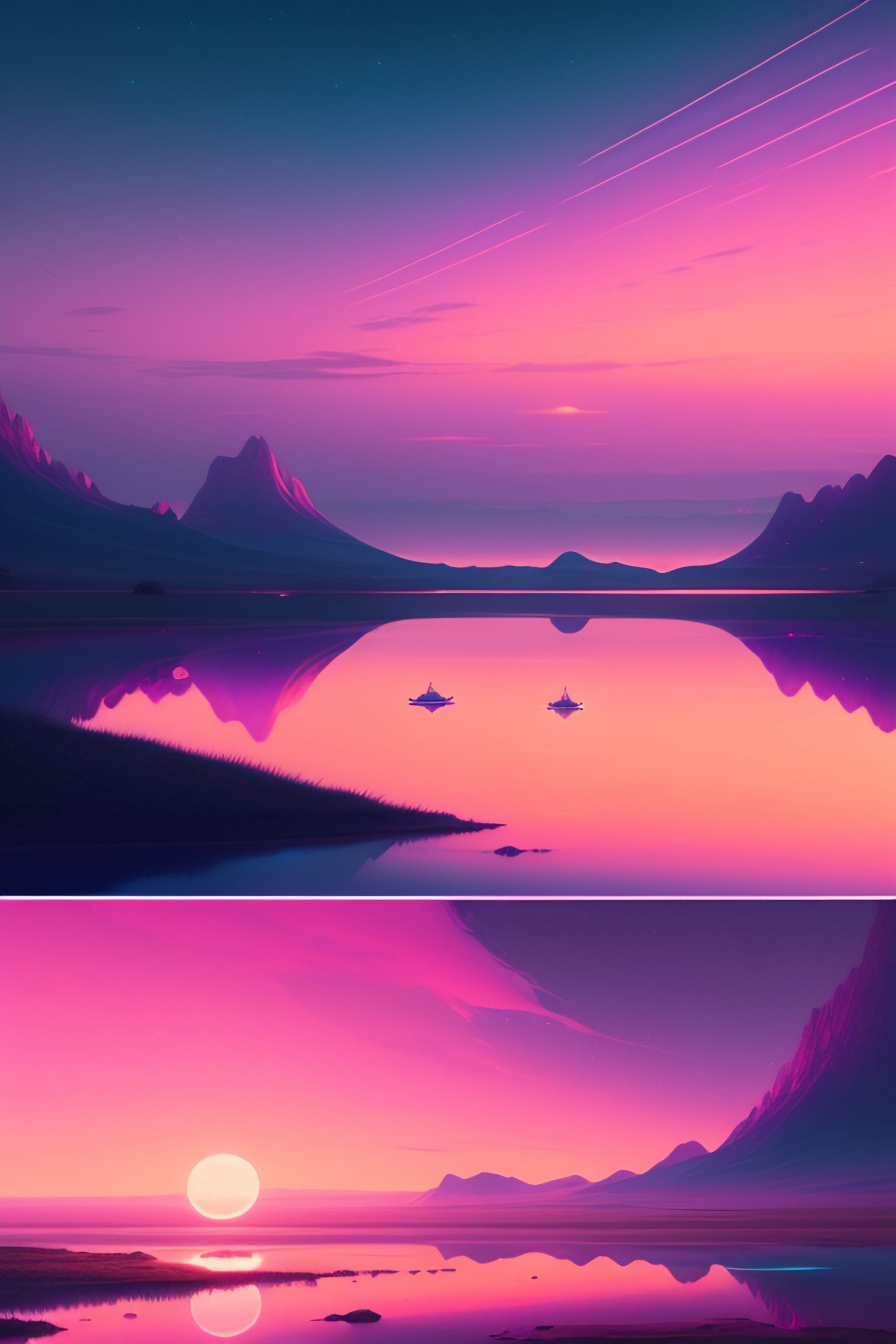 Lexica - Pink sky with stars, unreal engine, greg rutkowski, loish ...