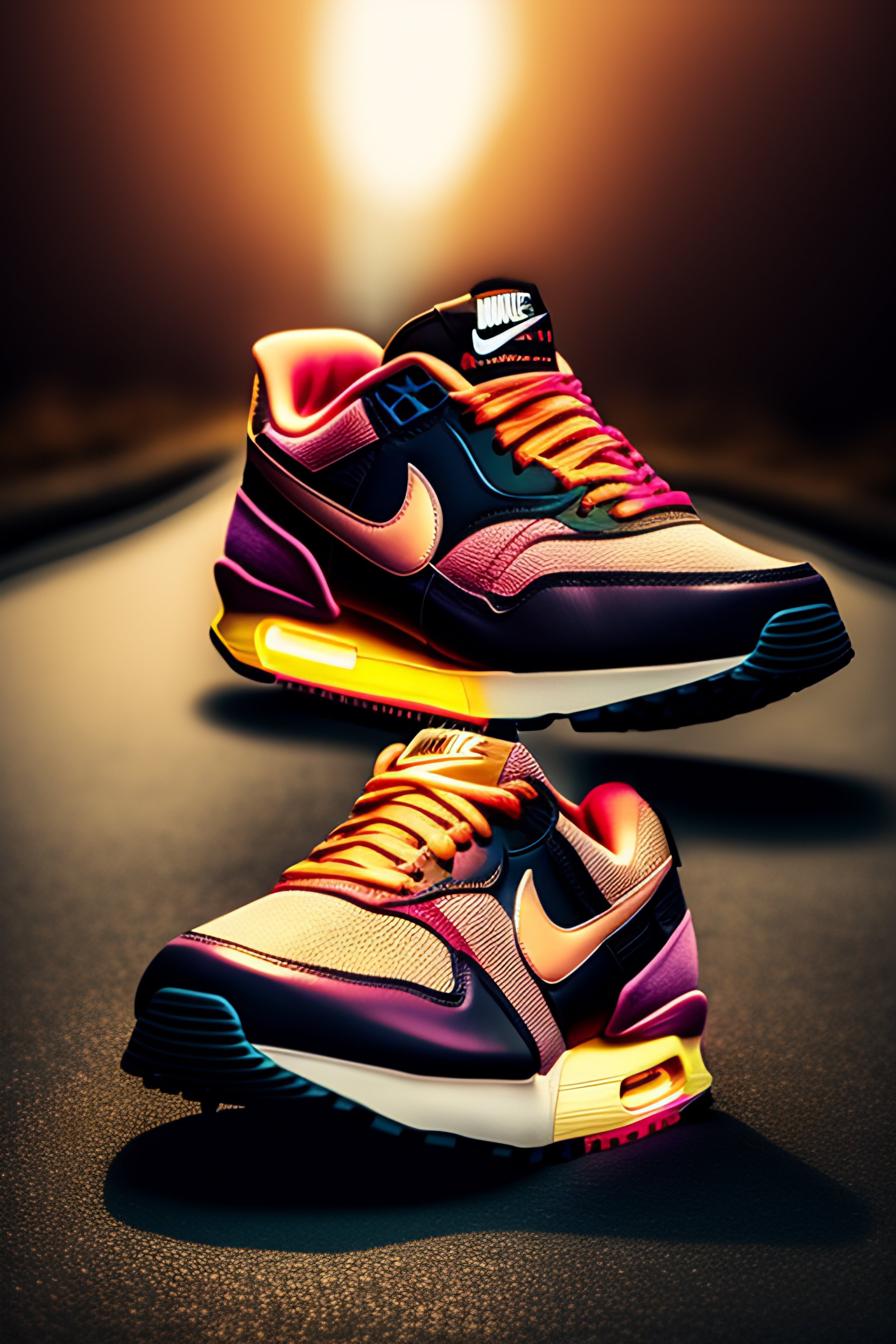 Lexica Nike vintage shoes silhouette photoshot film grading