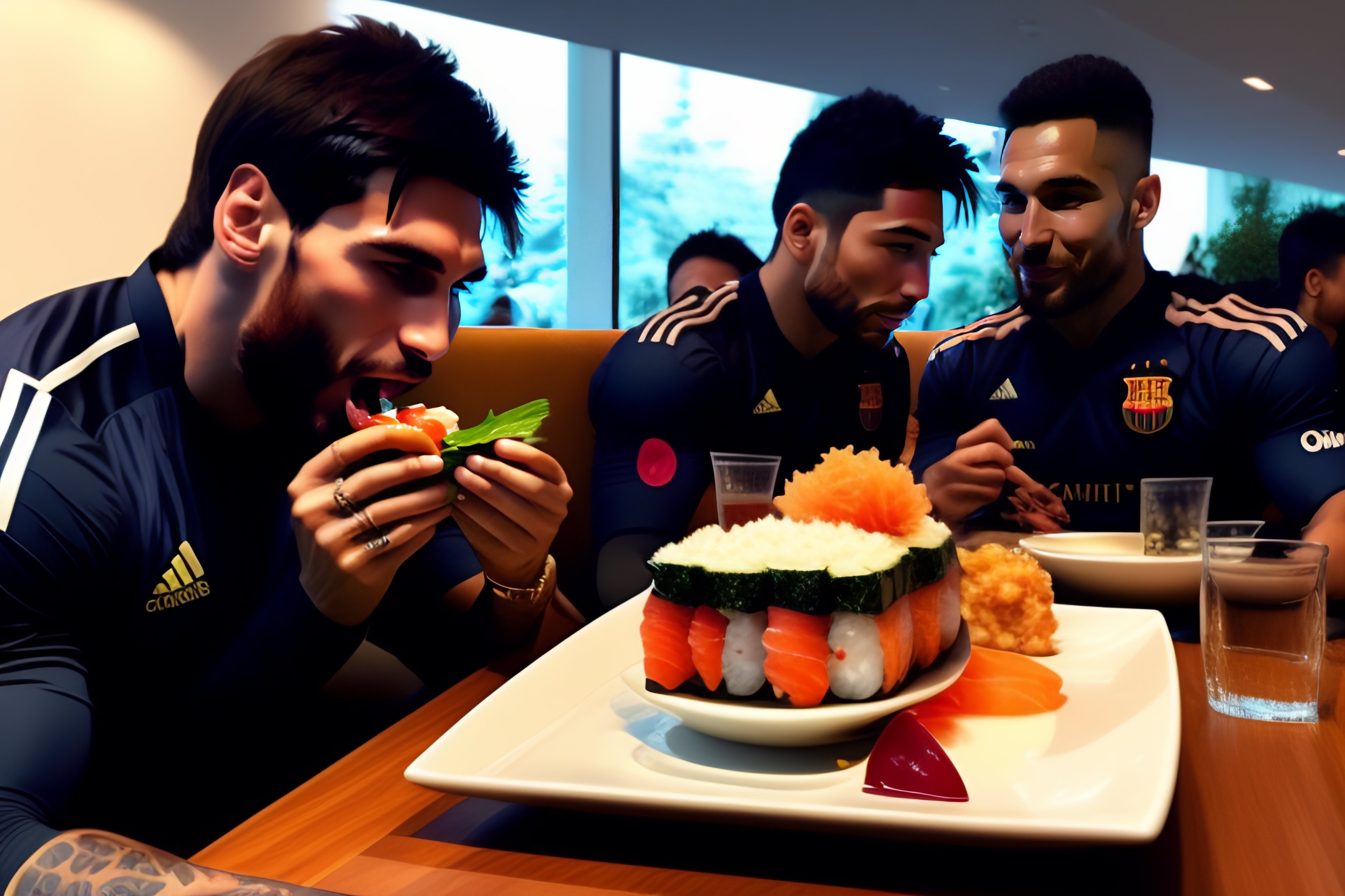 Lexica - Leonel Messi eating sushi