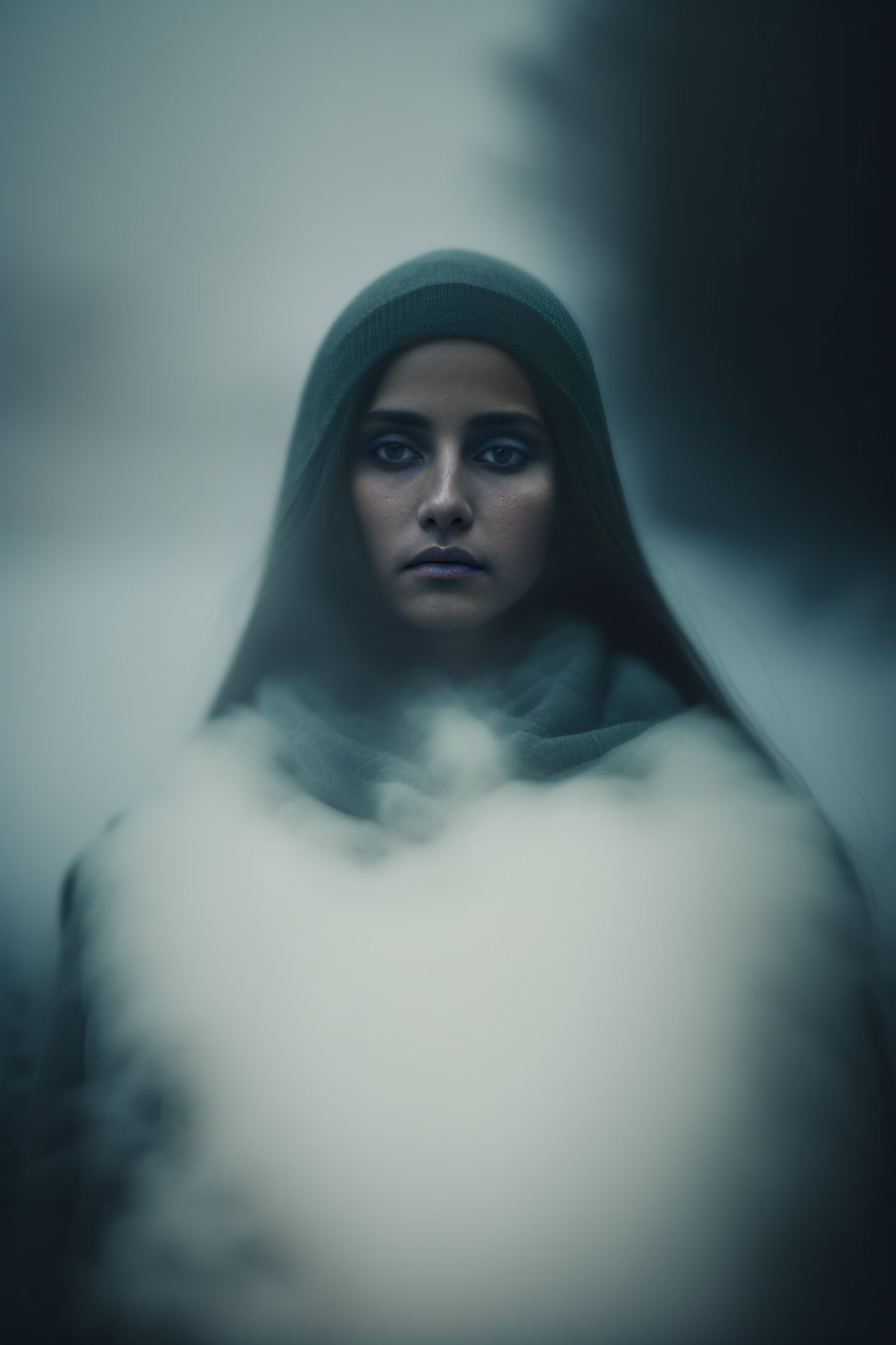 Lexica - Foggy creepy photograph of a ghostly girl