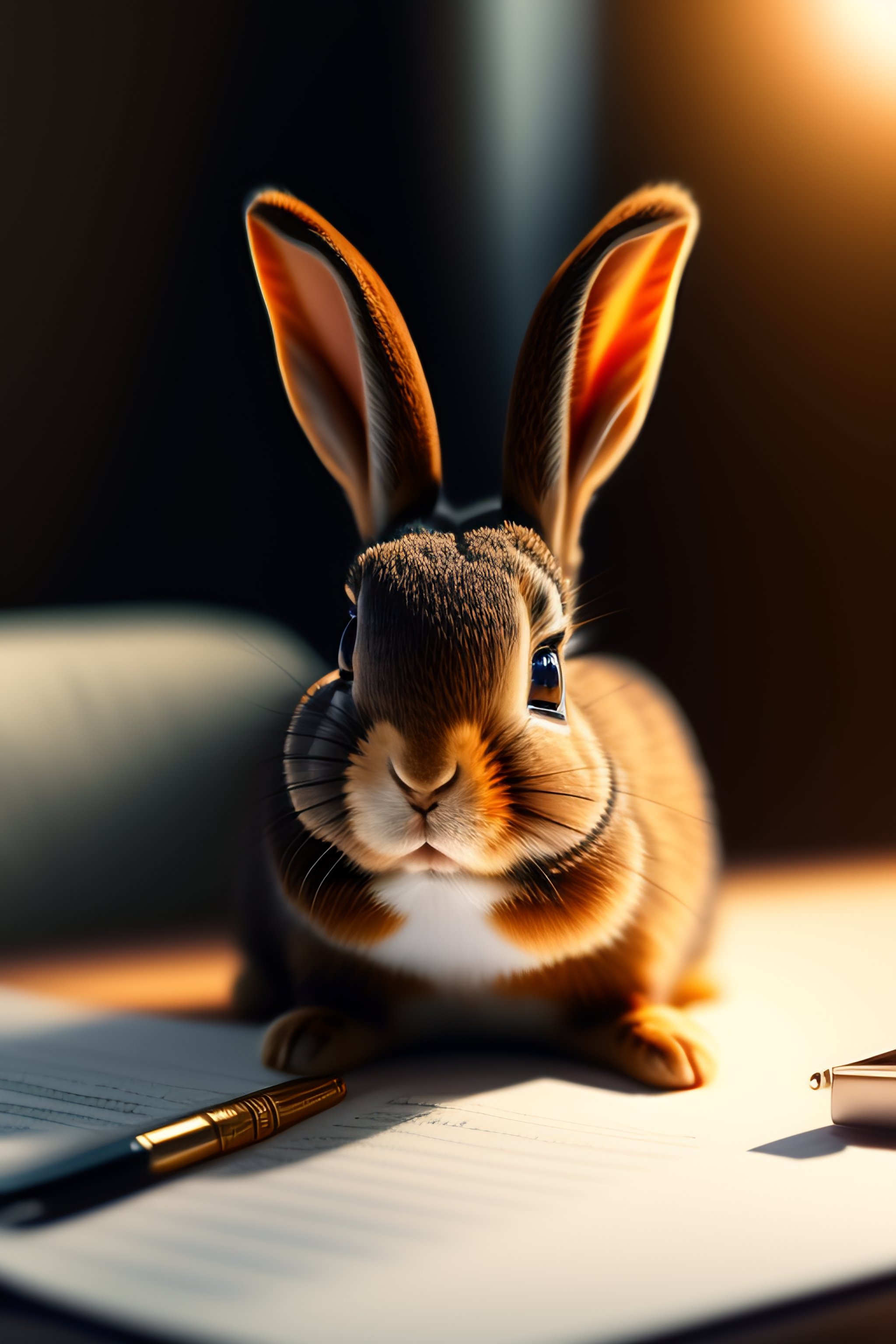 Lexica - An exhausted pepe the rabbit commiting tax fraud, paperwork ...