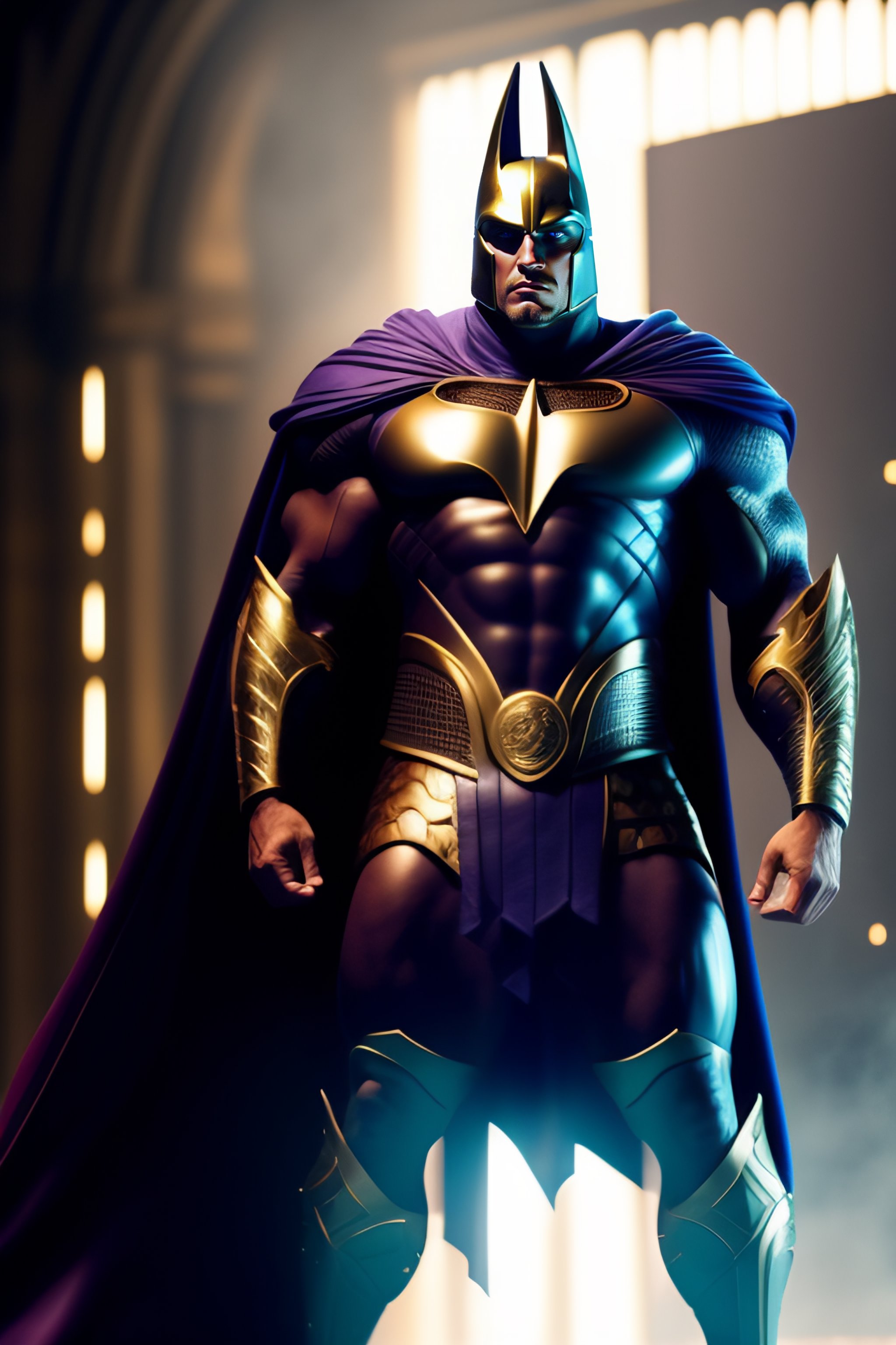 Lexica - Zeus as thor with batsuit in batman movie, full body