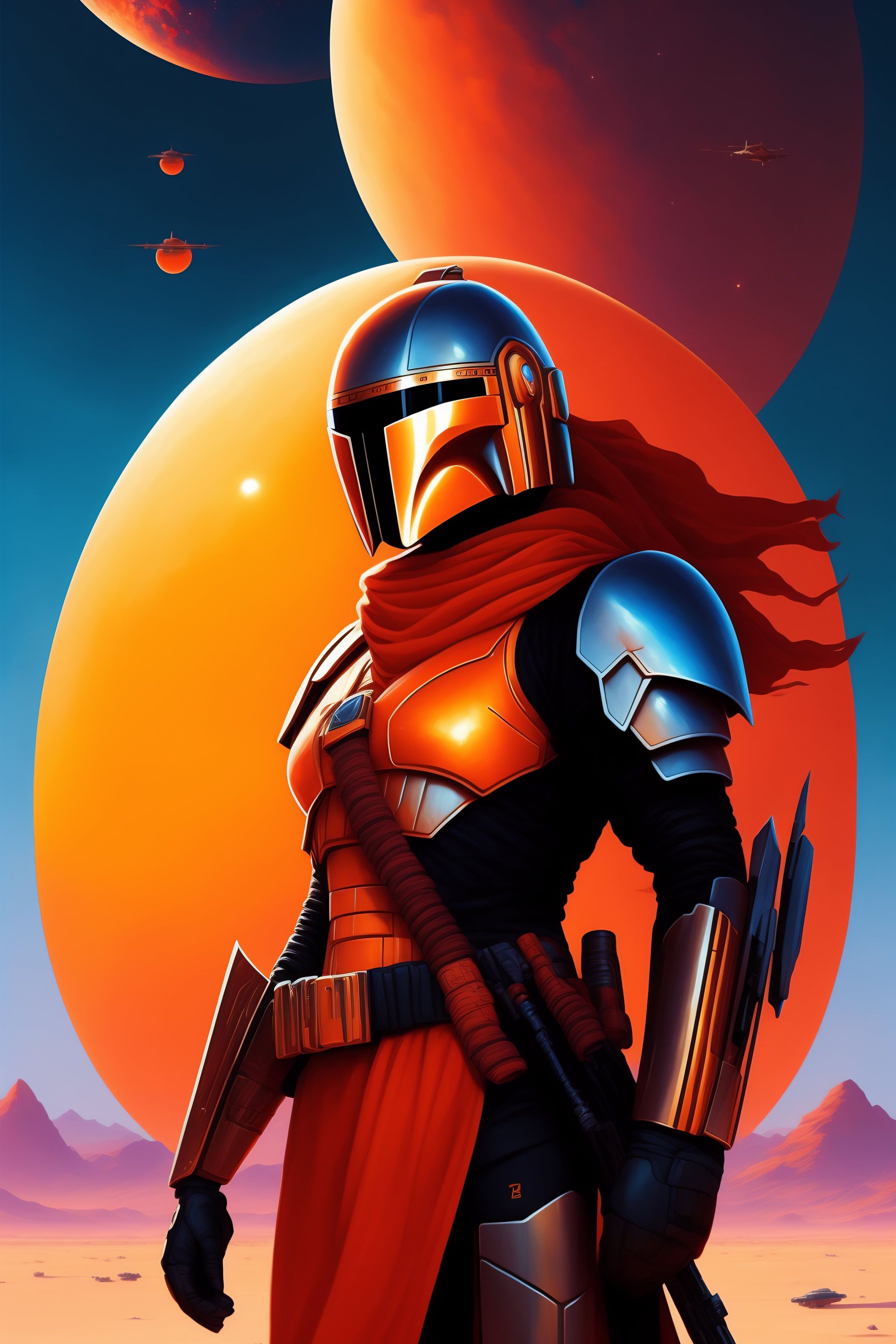 Lexica - A developers conf poster, A mandalorian squad centered, space ...