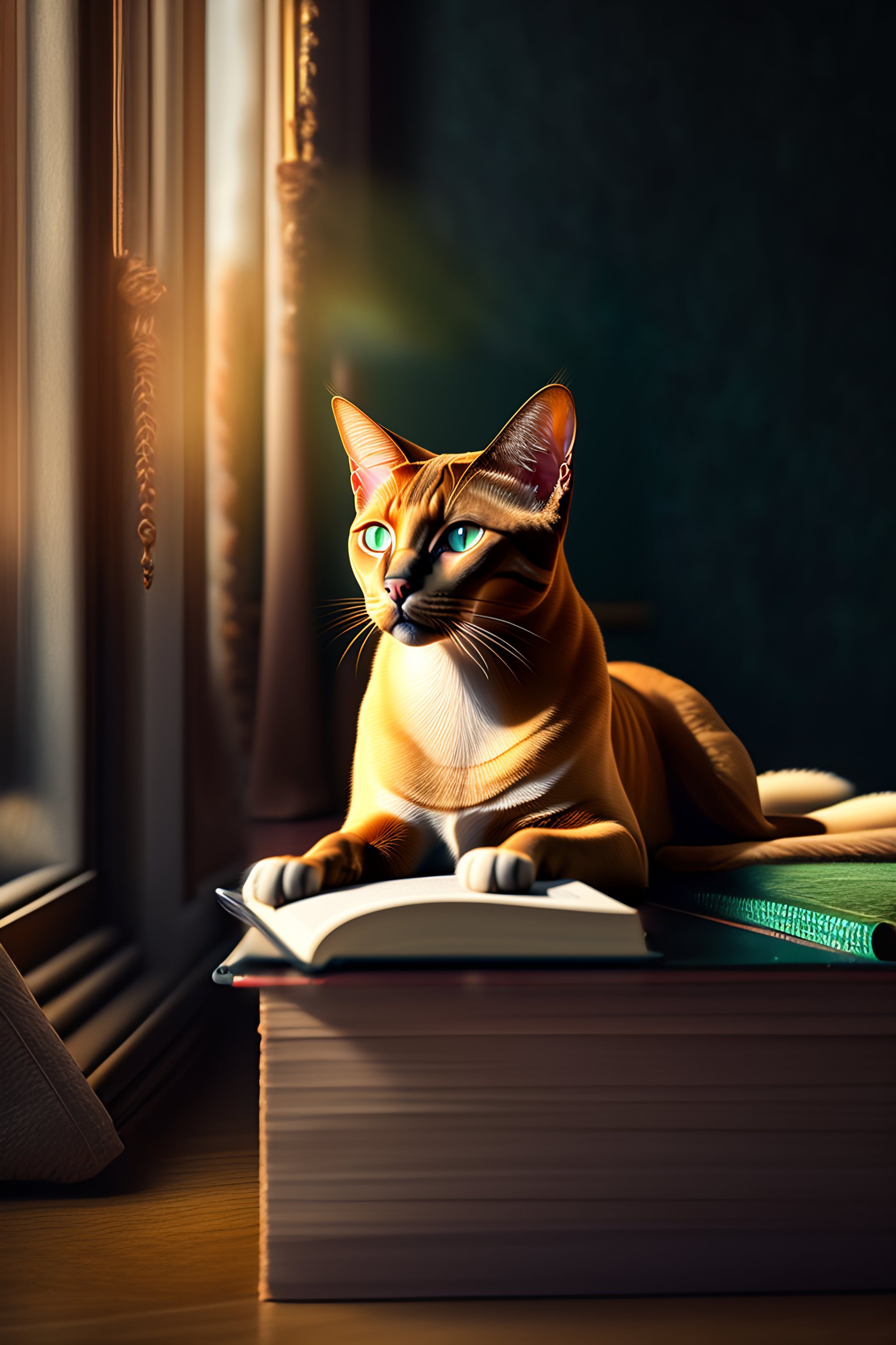 Lexica - A Siamese cat, tan with brown coloring, green eyes, ultra ...