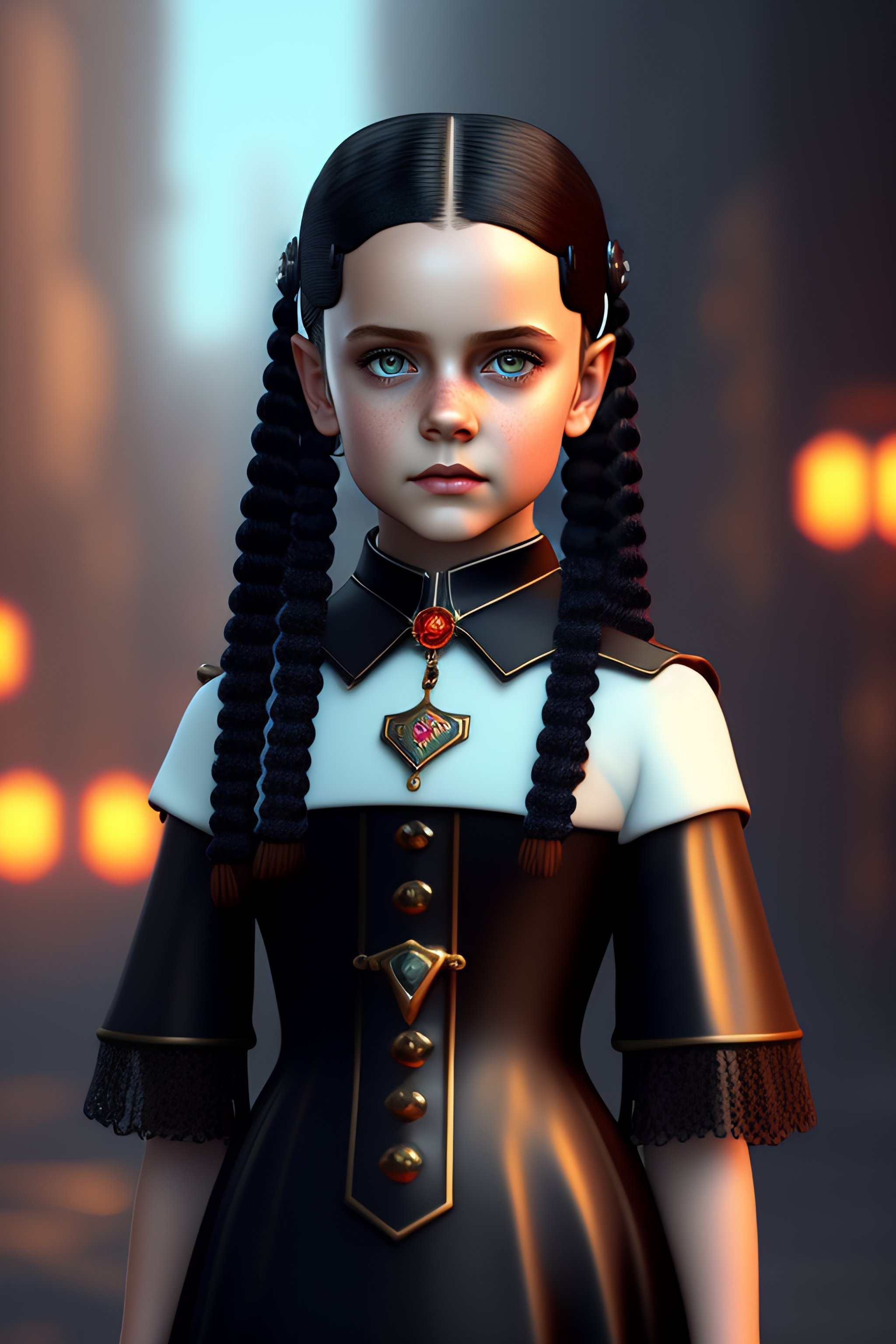 Lexica - Young Wednesday Addams stunning cyberpunk steampunk realistic ...