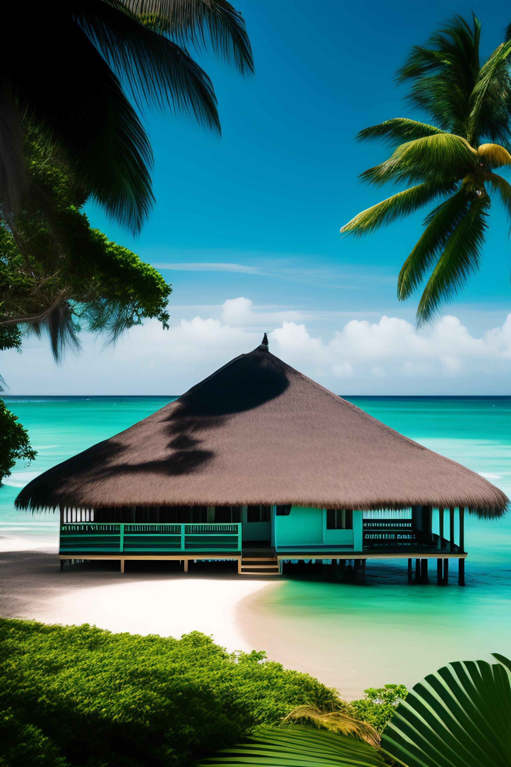 Lexica Photograph of beautiful oceanfront house in Guyana taken on