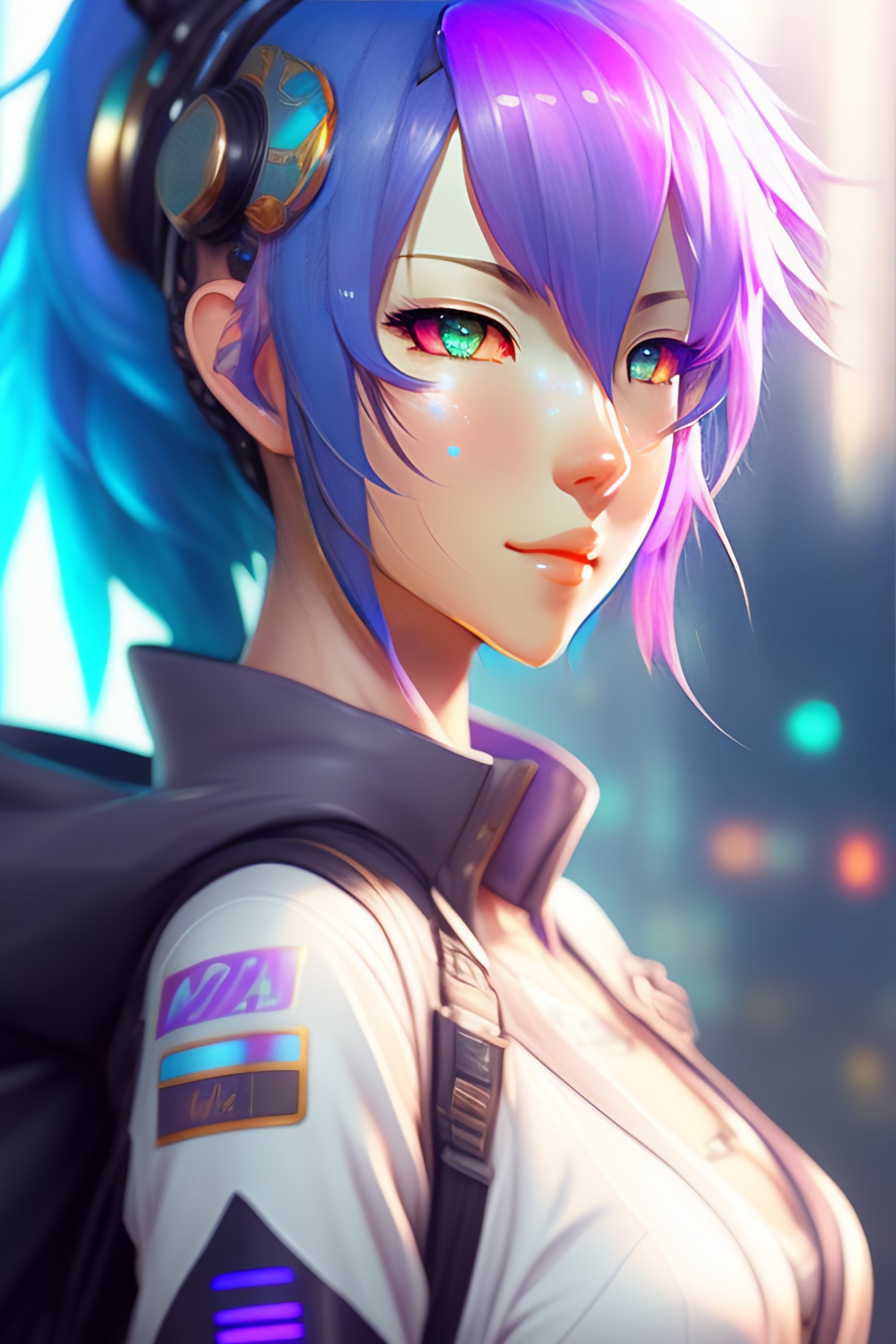Lexica - Anime cyberpunk hatsune miku, with Pastel Rainbow white blue ...
