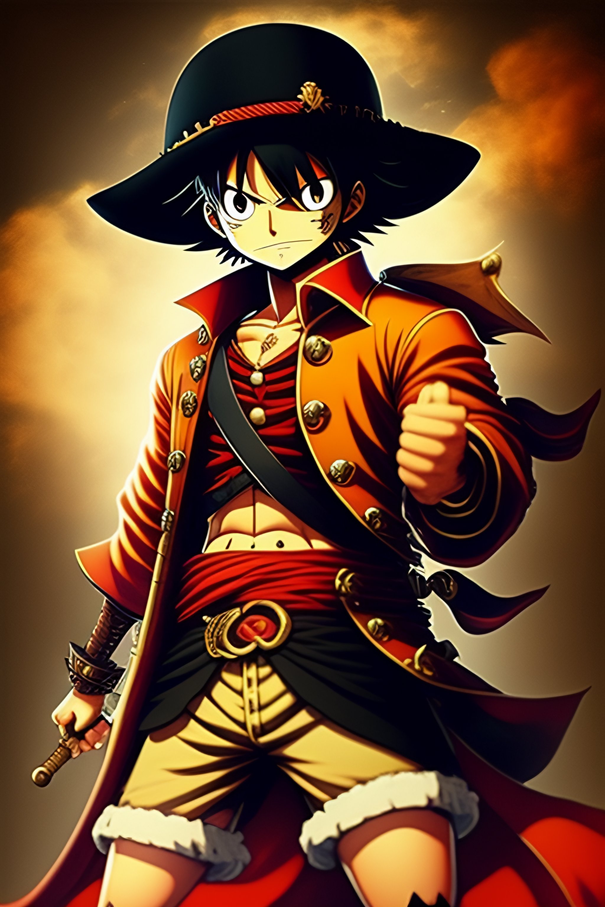 Monkey D Luffy, portrait, artwork, manga, One Piece, HD wallpaper