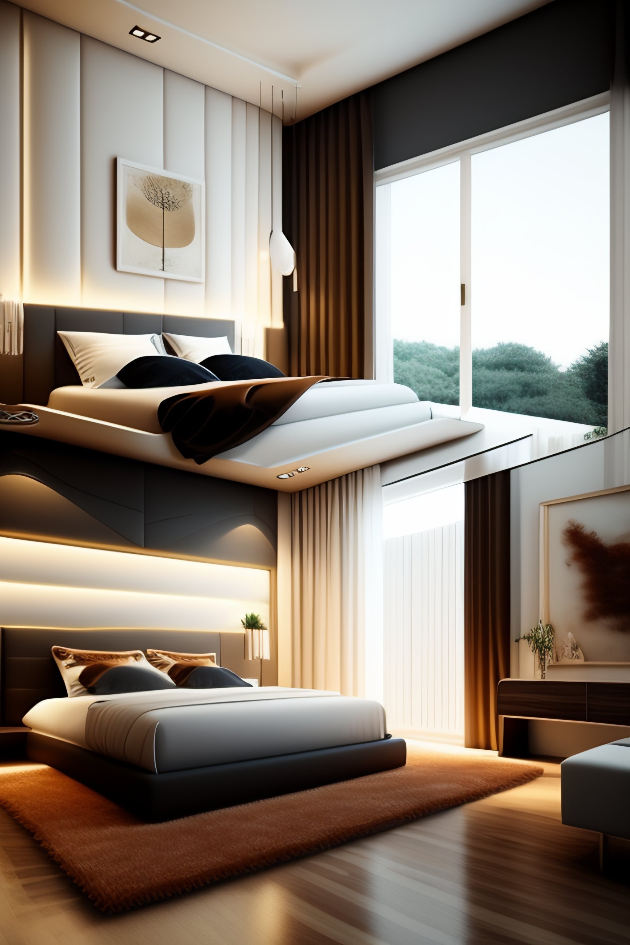 Lexica - Bedroom, beige, modern, white, wood, interior, design