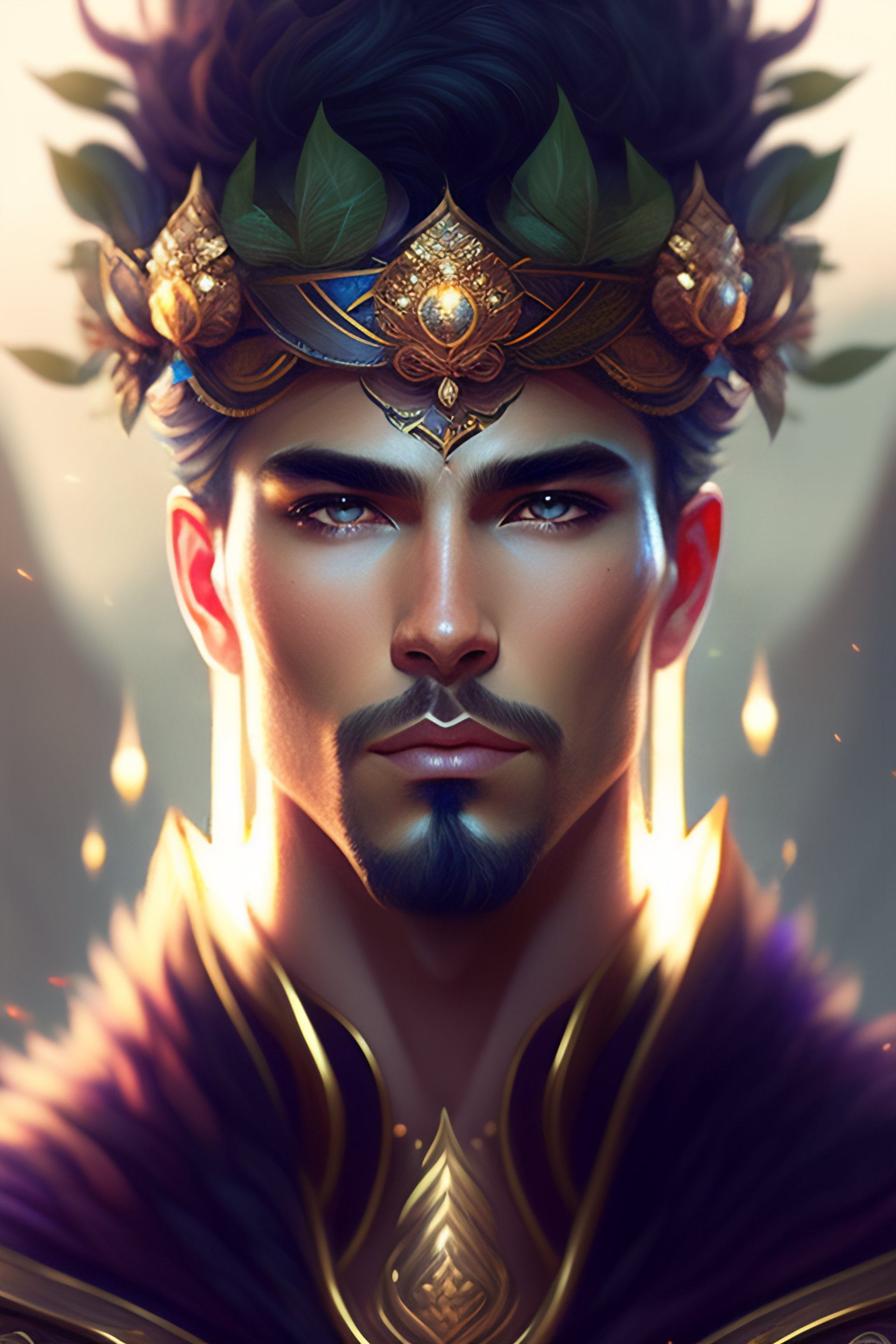 Lexica - A beautiful cinematic male druid gods, flower Crown, galatic ...