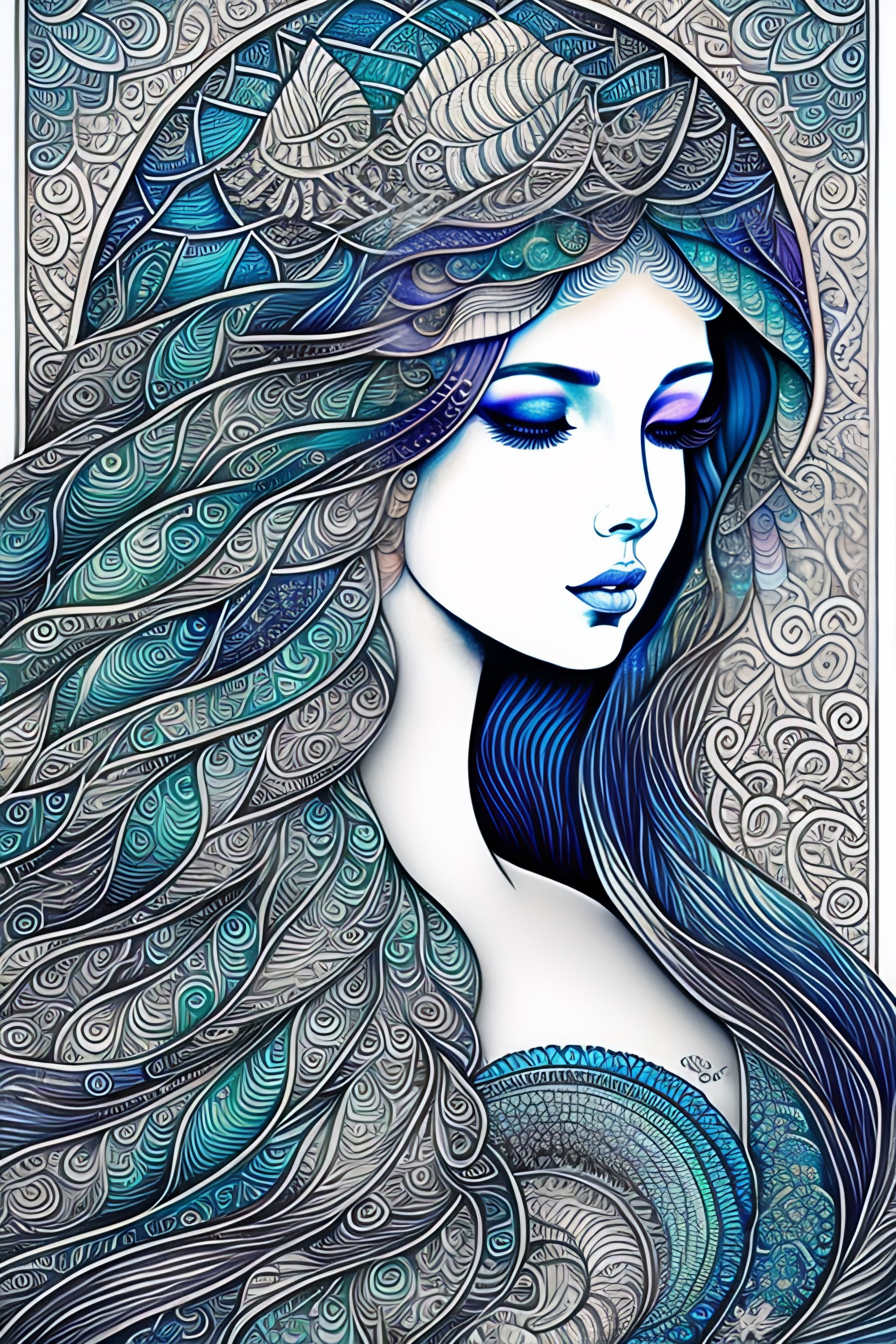 Lexica Goddess Of The Sea Is A Coloring Page Featuring A Detailed 