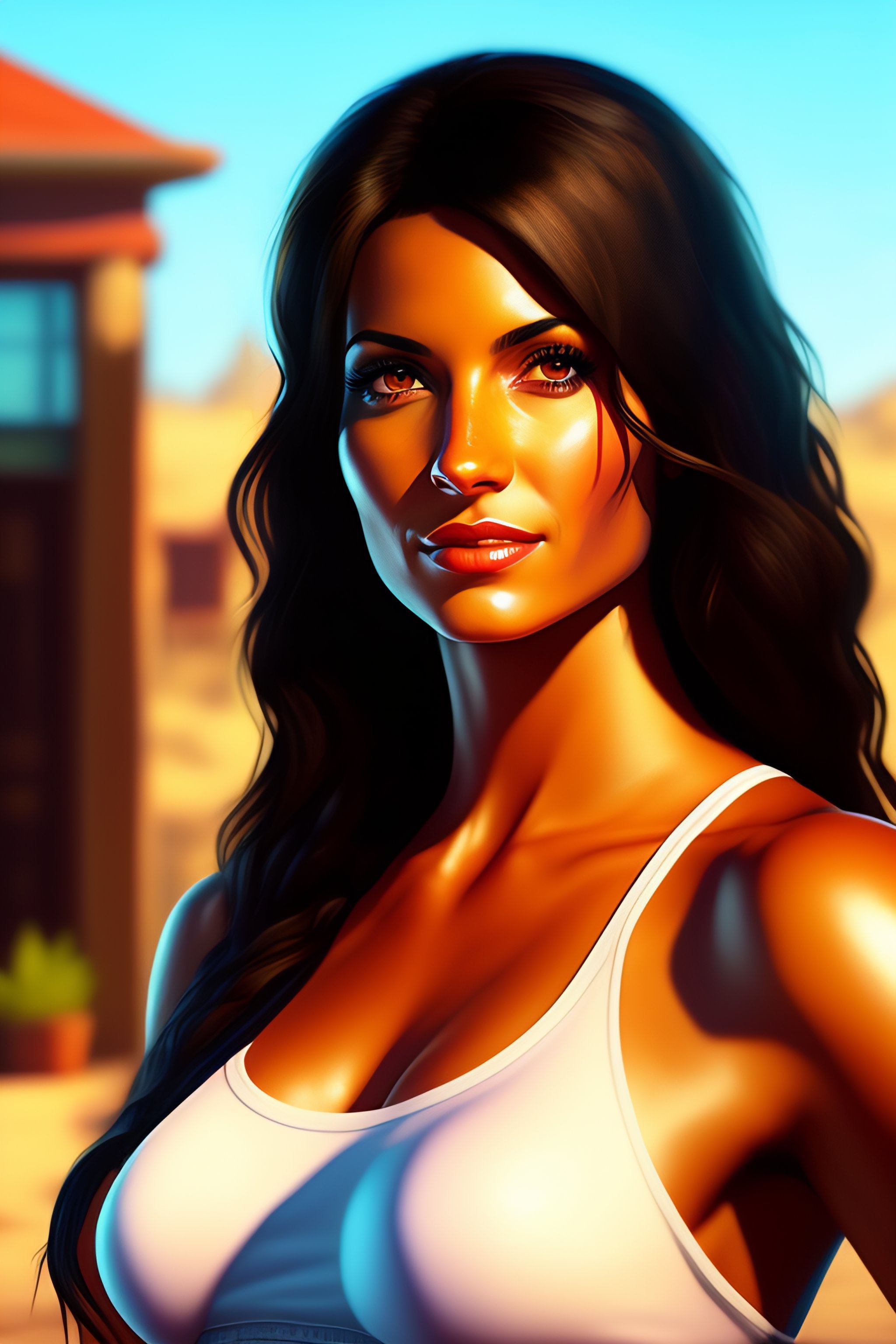 Lexica - A full body portrait painting of beautiful chloe frazer, sexy  character, RPG portrait, dynamic lighting, intricate detail, summer  vibrancy, ...