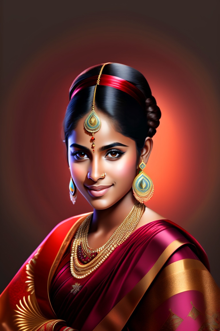 Lexica - A beautiful Malayalee girl stands in a traditional Kerala sari ...