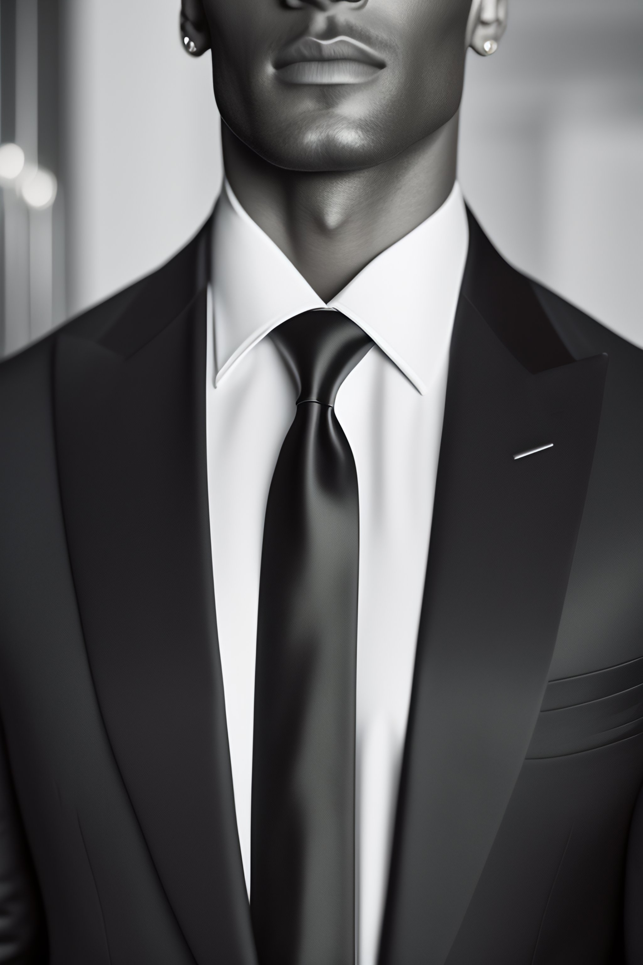 Lexica - Full shot photograph of a man wearing a black suit, black ...
