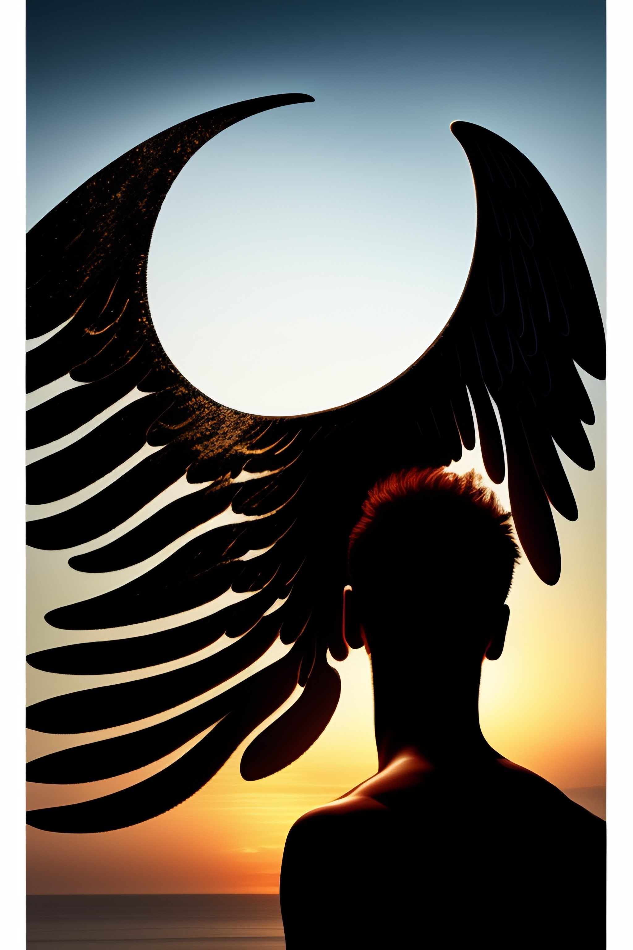 Lexica The silhouette of a man from behind, with angel wings
