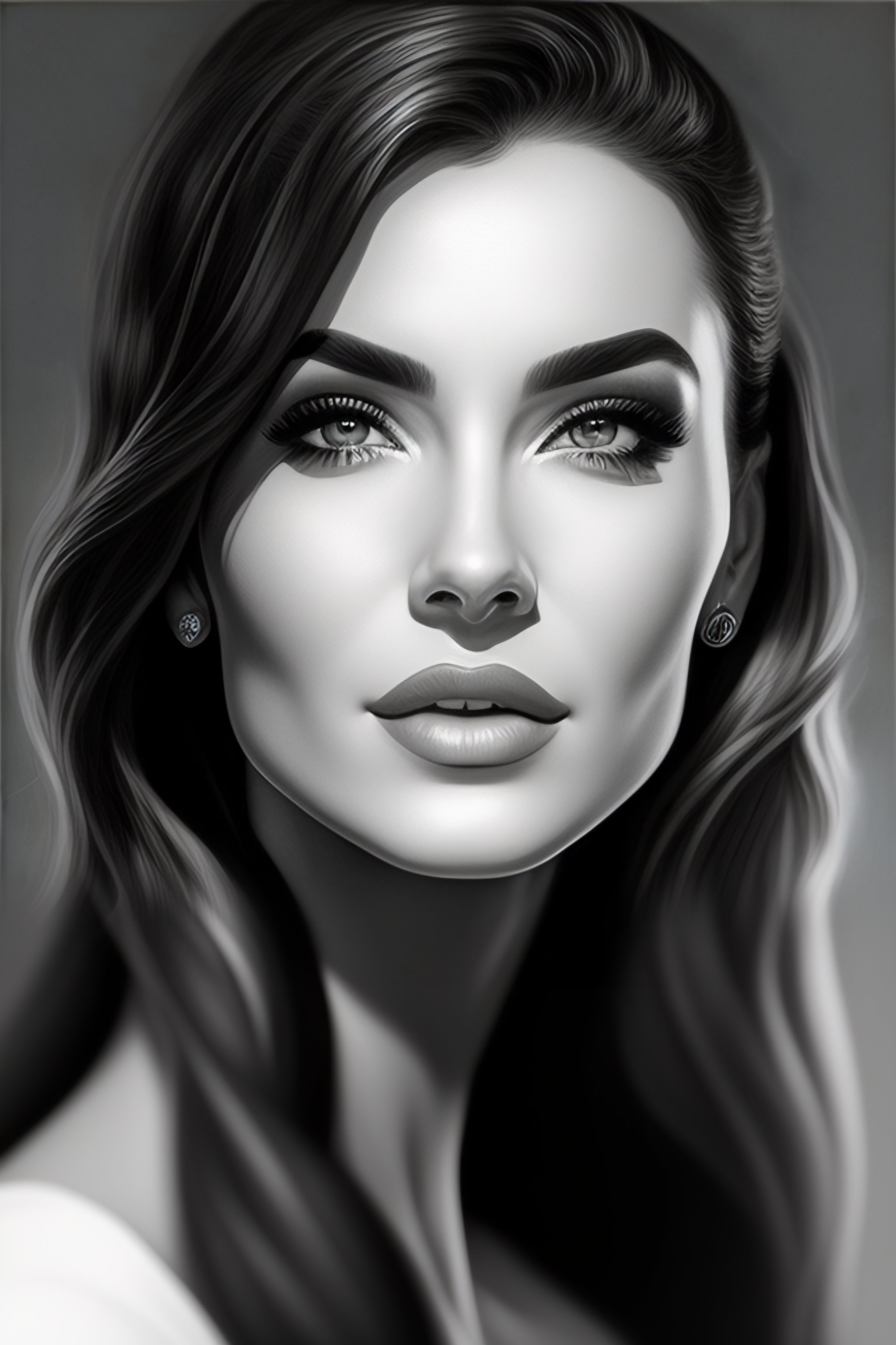 Lexica - Up close portrait of a beautiful woman in black and white, art ...