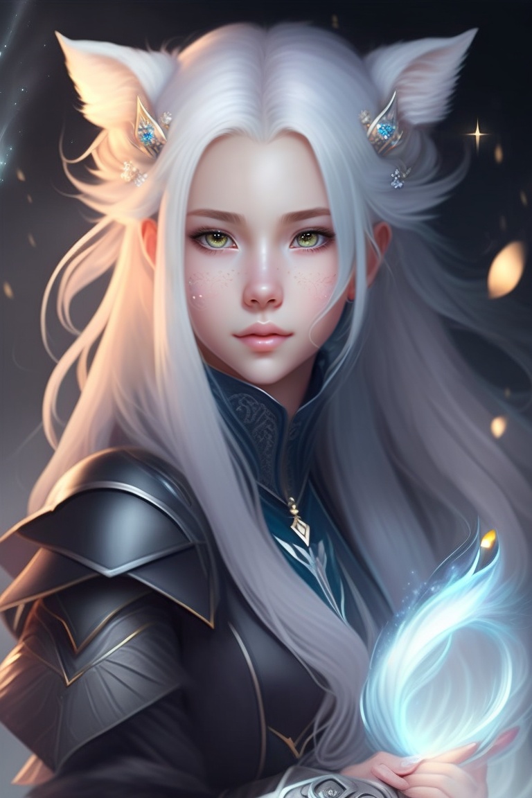 Lexica - A girl with white skin and white hair and gray eyes that looks ...