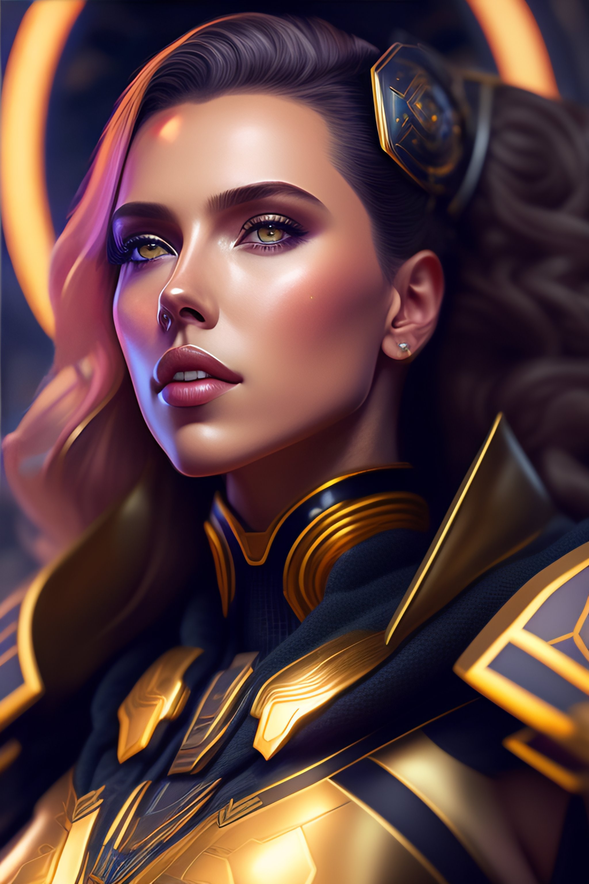 Lexica - Symmetry!! portrait of cyberpunk Scarlett Johansson empress ...