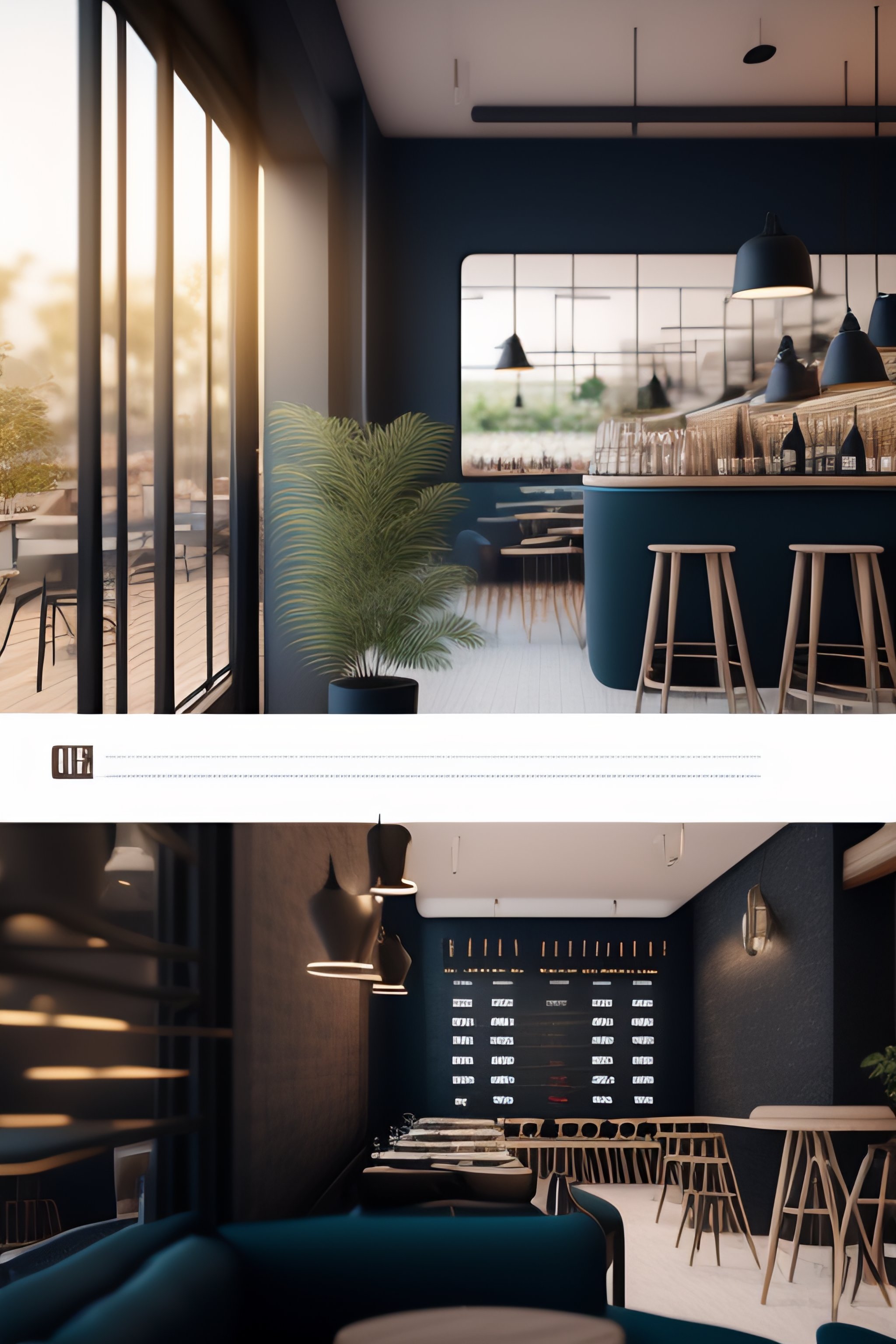 Lexica - Cafe interior, industrial effect, ultra-realistic, octane ...