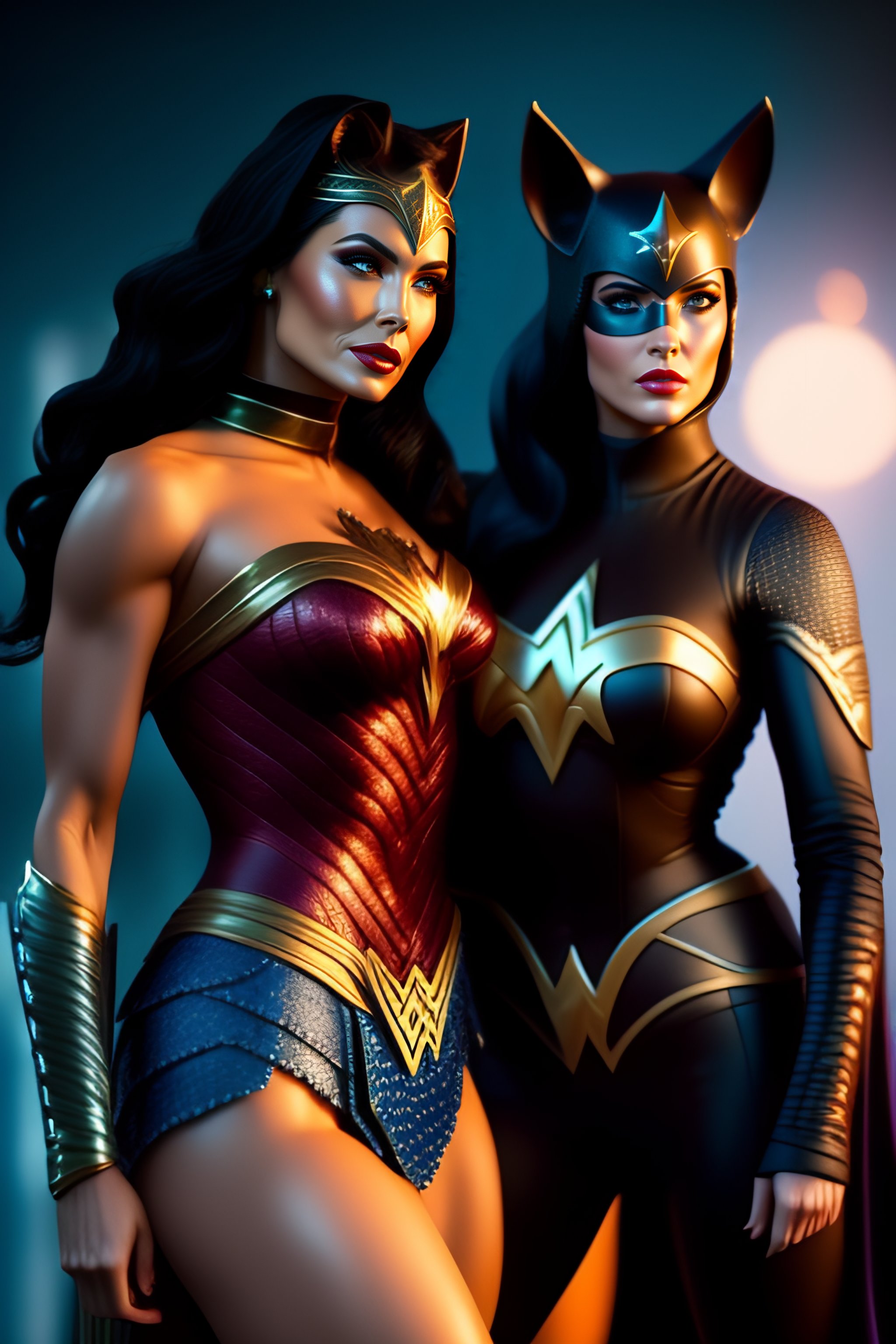 Lexica - Wonder woman y catwoman 3d