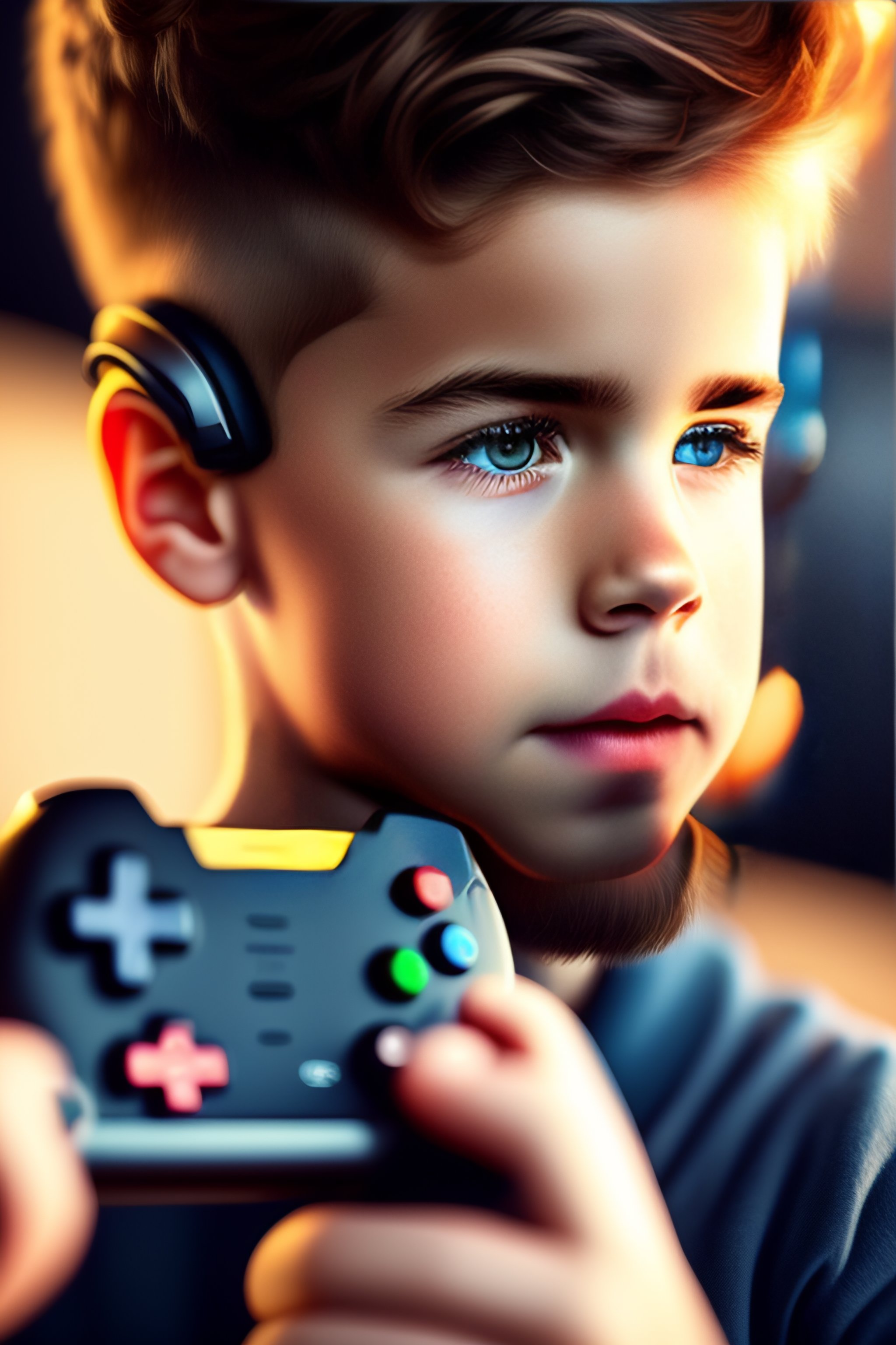 Lexica - Gamer young boy with a beard with controller