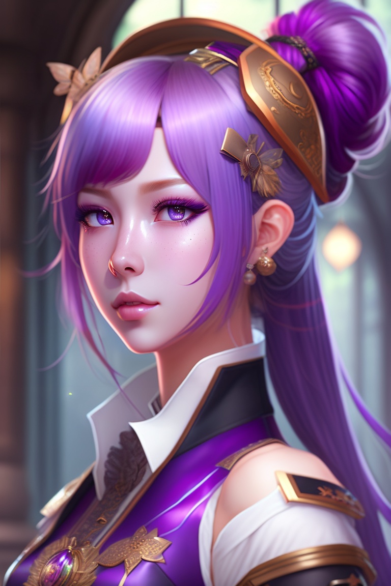 Lexica - Star eyes, Purple hair, steampunk, japanese idol, anime girl