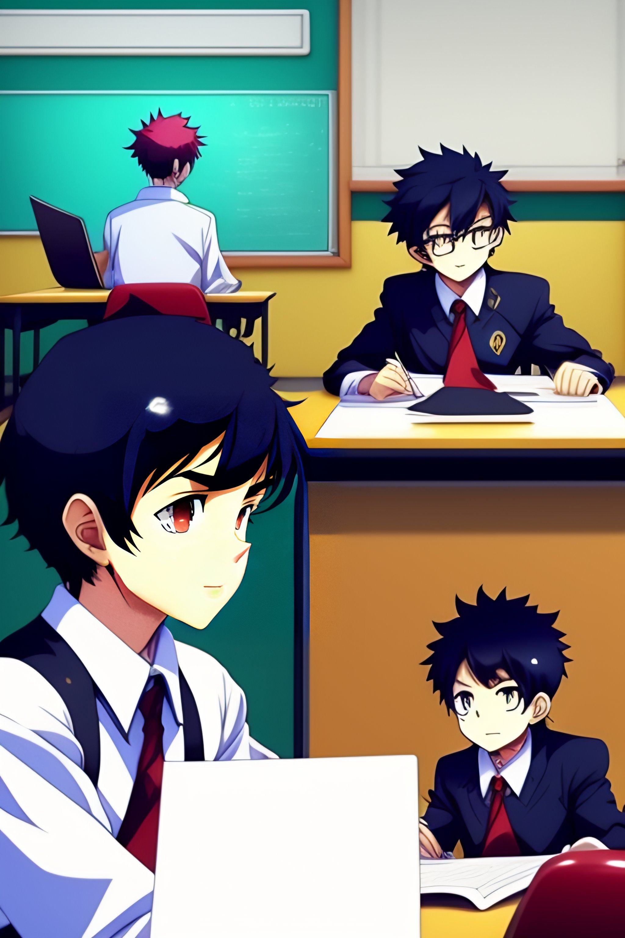 Lexica - A boy who sleeps in the classroom, a senior high school student,  with a anime style