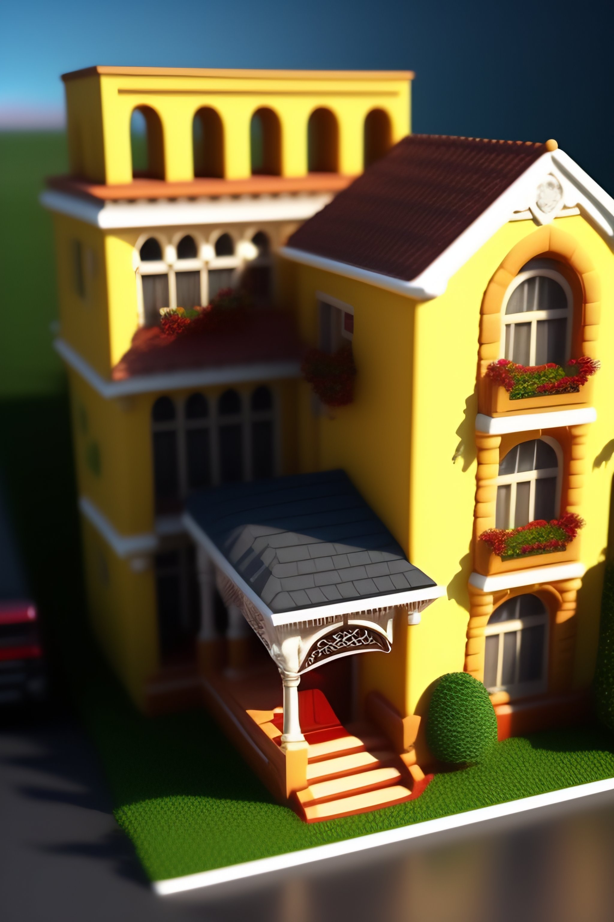 Lexica - An entire city built on top of a small house 3d realistic
