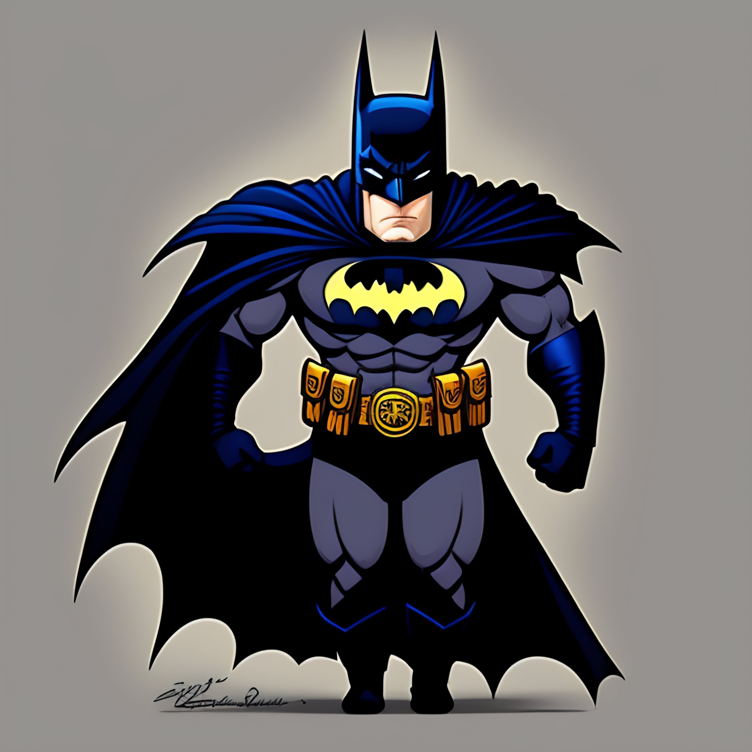 Lexica - Batman, 2d, cartoon, comic, handmade, digital art, full body