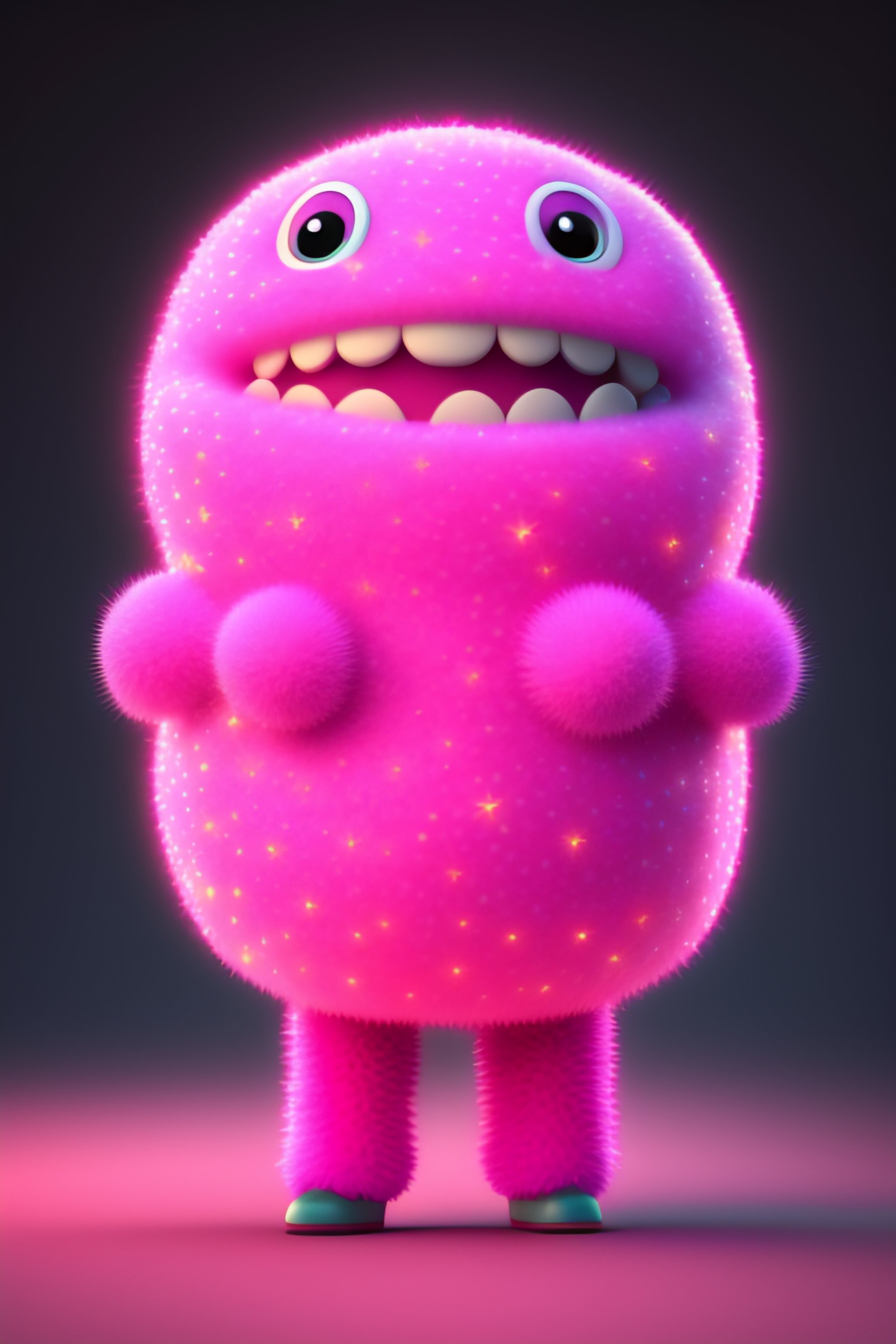 Lexica - 3d render of cute pink happy monster in astro suit by pixar ...