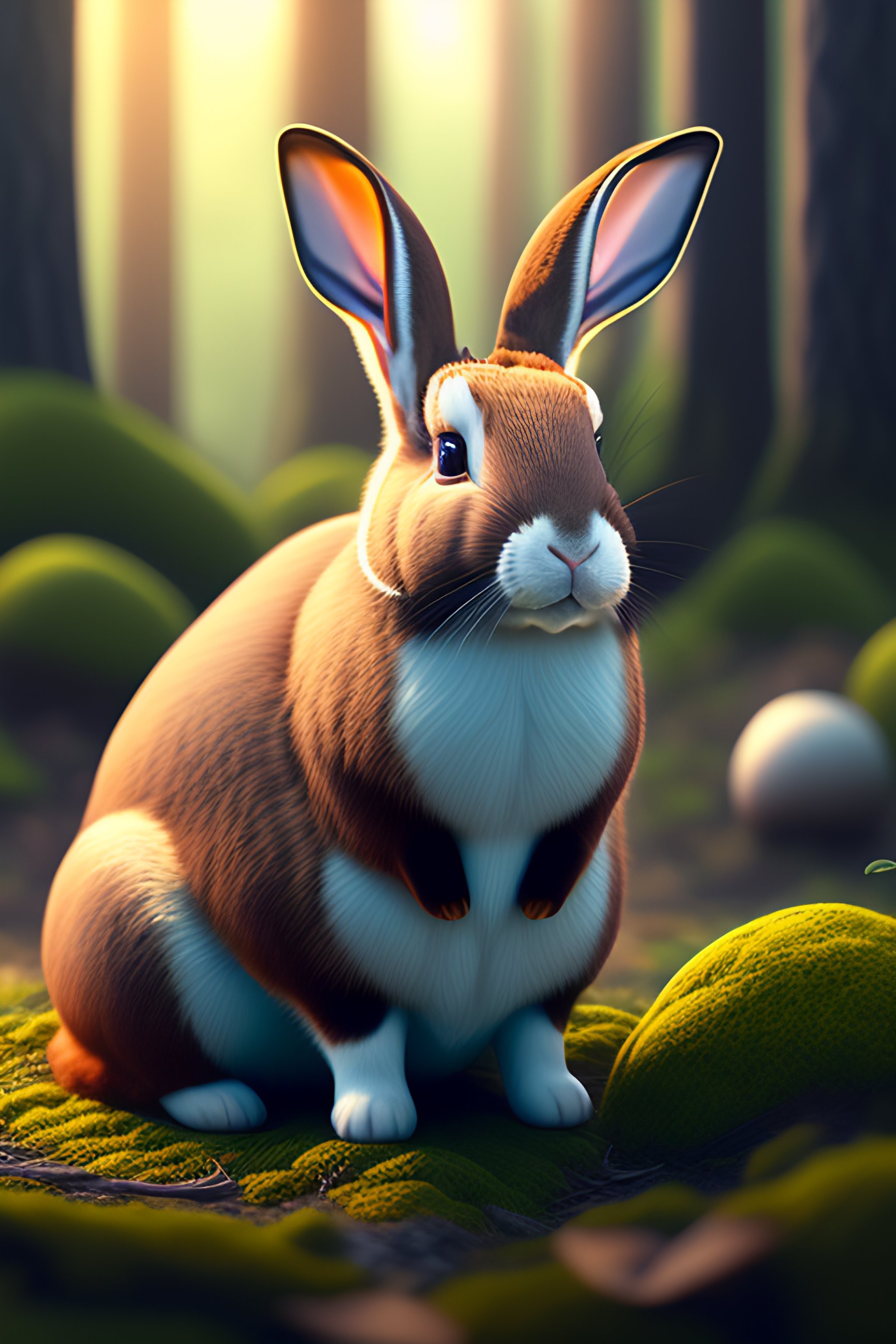 Lexica - Anthropomorphic rabbits sitting on the ground of a dark forest ...
