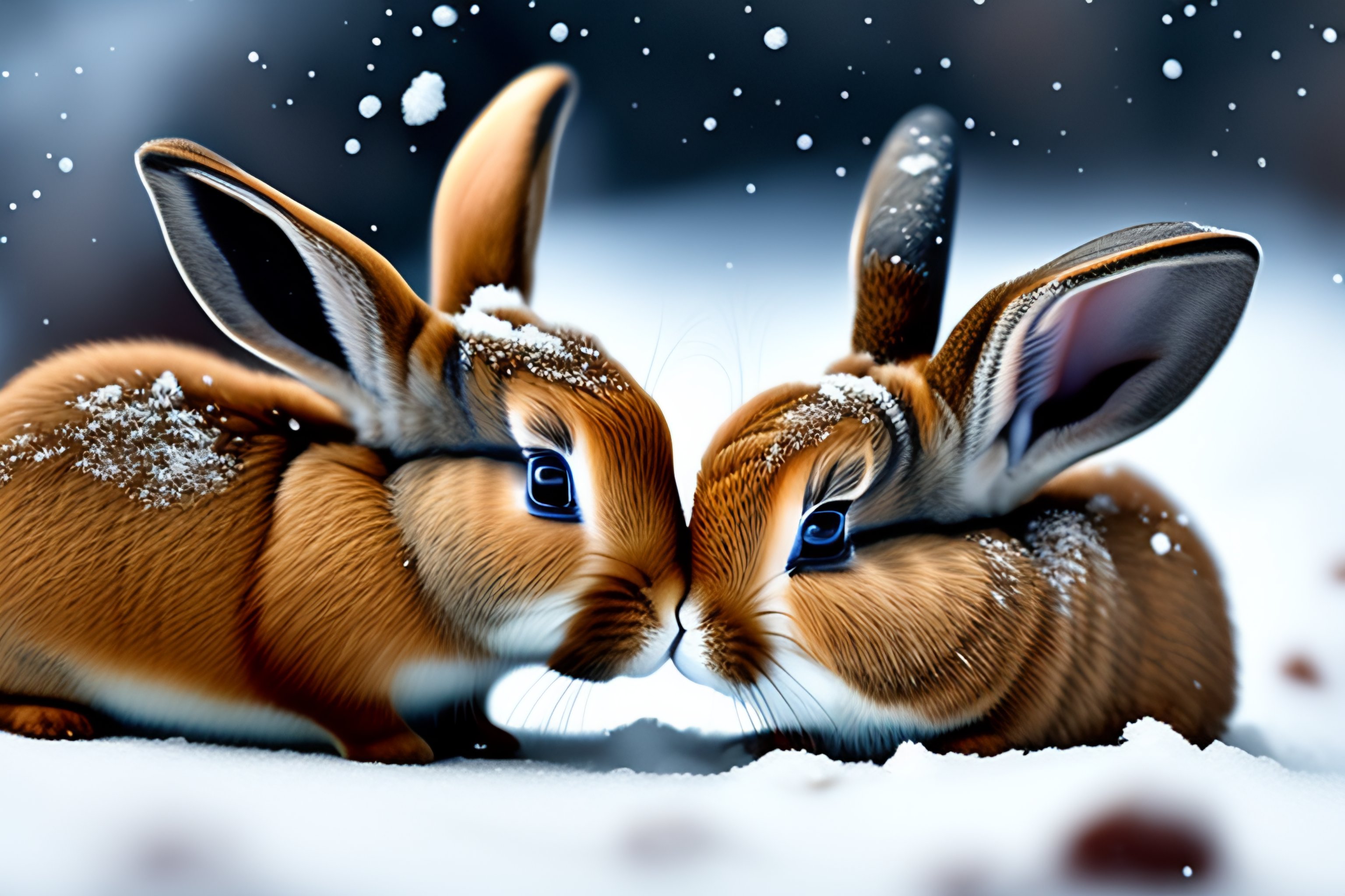Lexica - Bunnies kissing in the snow
