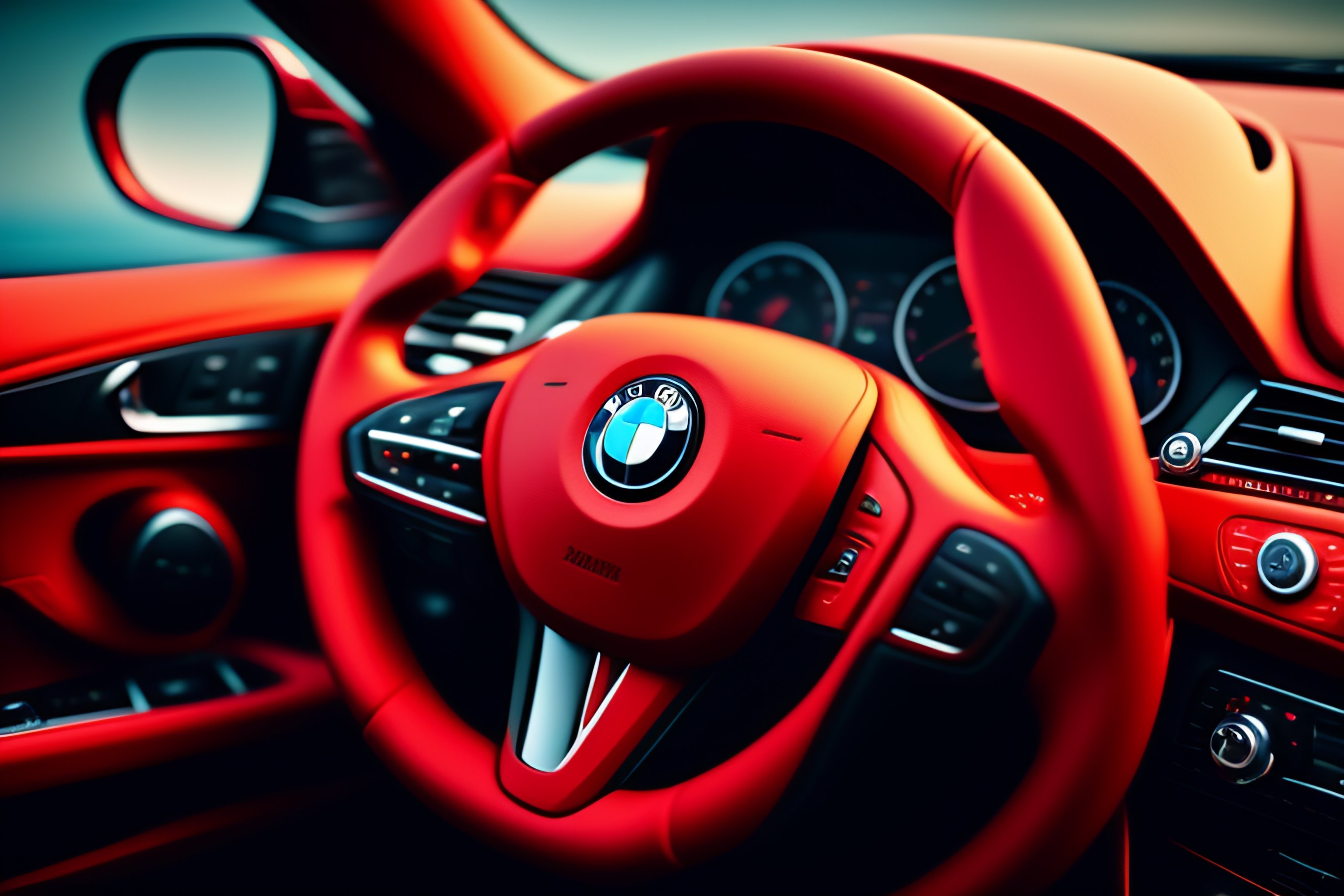 Lexica BMW steering wheel that glows cheery red